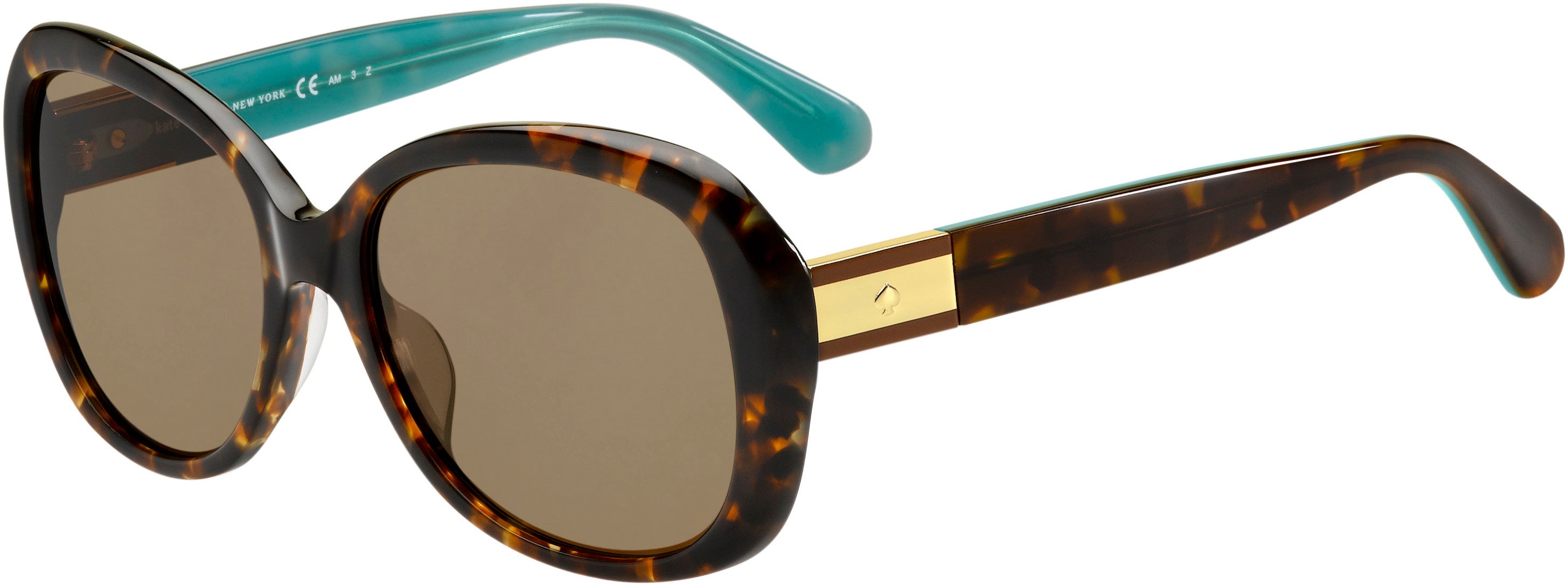Kate Spade Judyann/P/S Rectangular Sunglasses 0FZL-0FZL  Havana Turquoise (SP Bronze Pz)