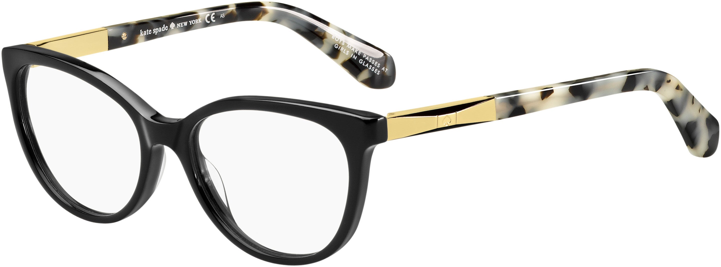 Kate Spade Kassia Rectangular Eyeglasses 0ANW-0ANW  Black Gold (00 Demo Lens)