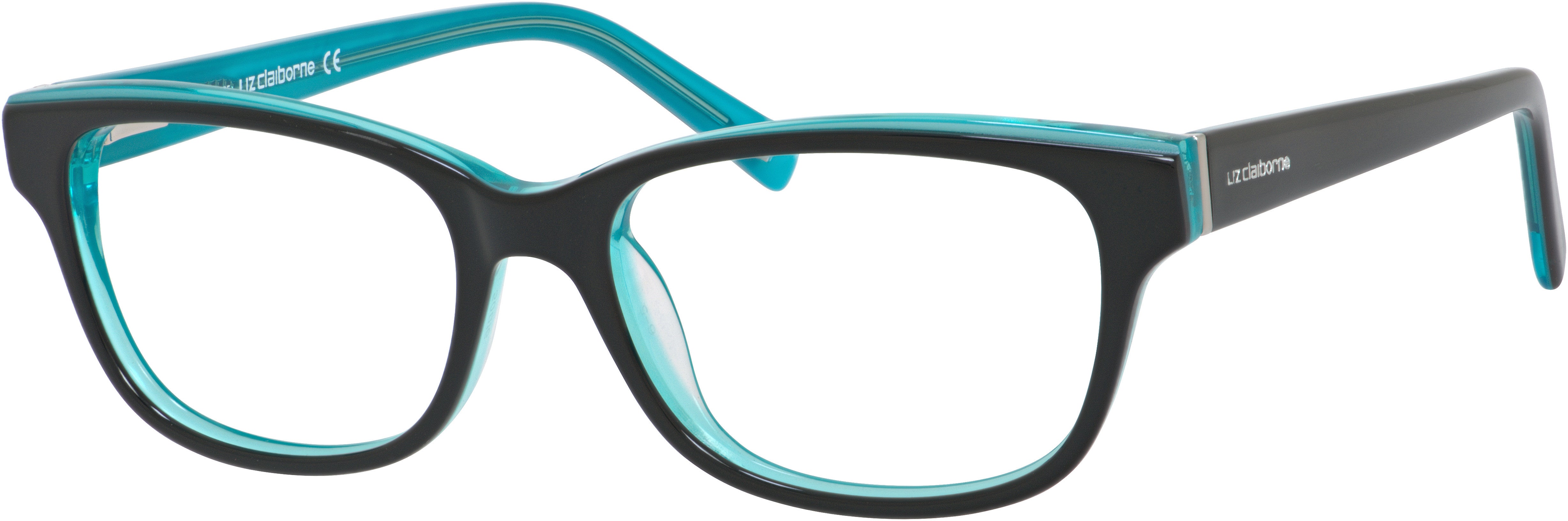  Liz Claiborne 437 Rectangular Eyeglasses 0DB5-0DB5  Black Turquoise (00 Demo Lens)