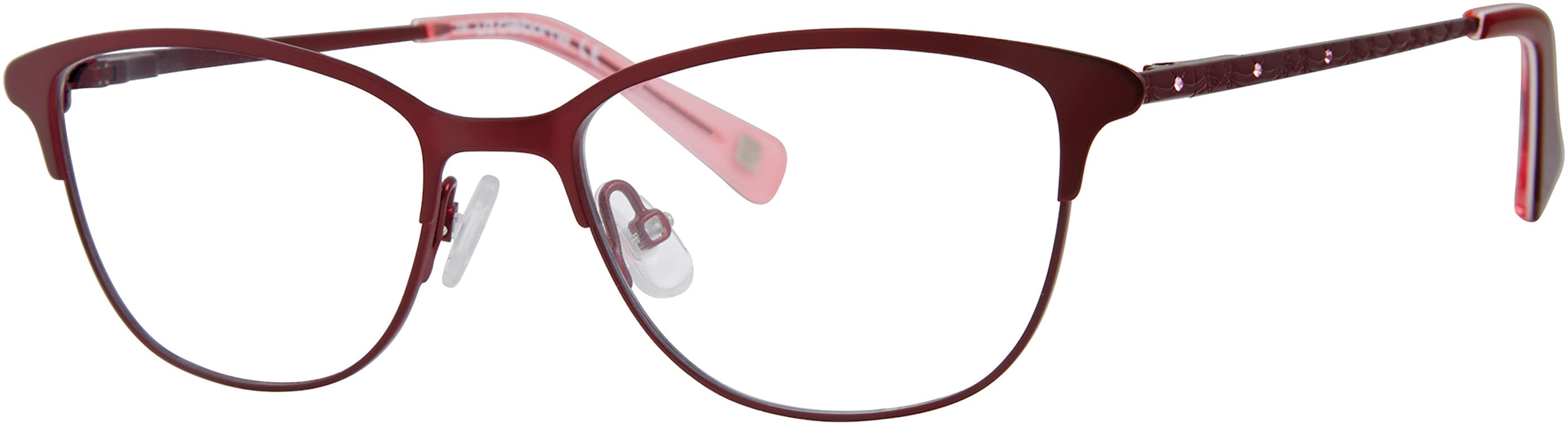  Liz Claiborne 449 Cat Eye/butterfly Eyeglasses 0LHF-0LHF  Opal Burgundy (00 Demo Lens)