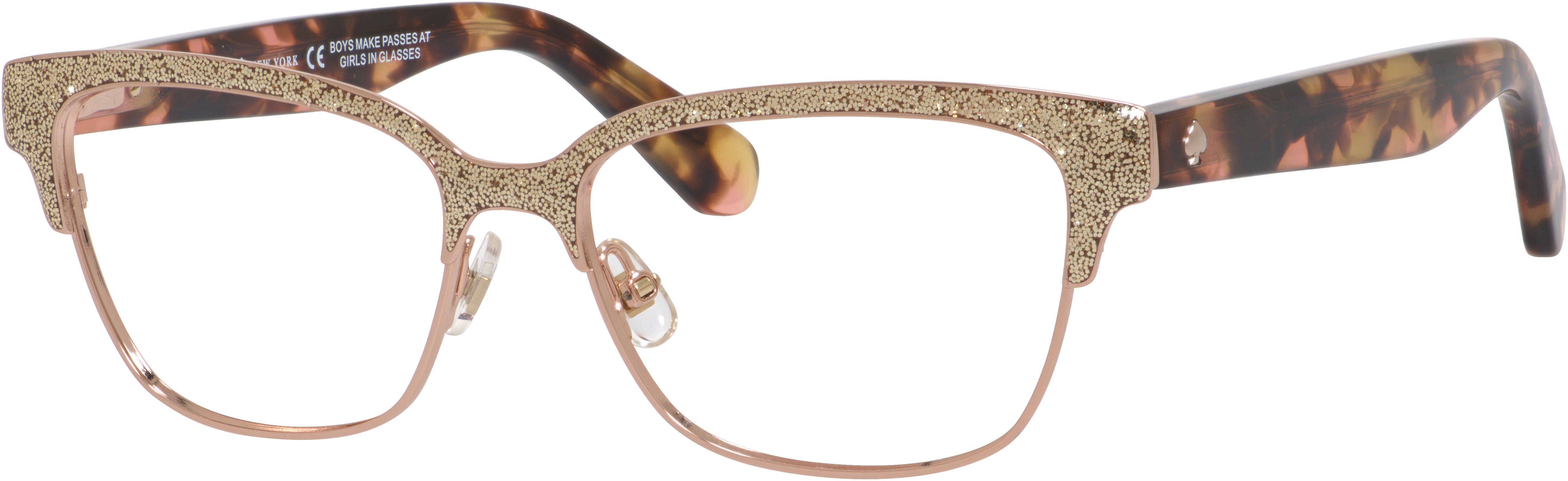 Kate Spade Ladonna Rectangular Eyeglasses 0S41-0S41  Rose Gold Pink Havana (00 Demo Lens)