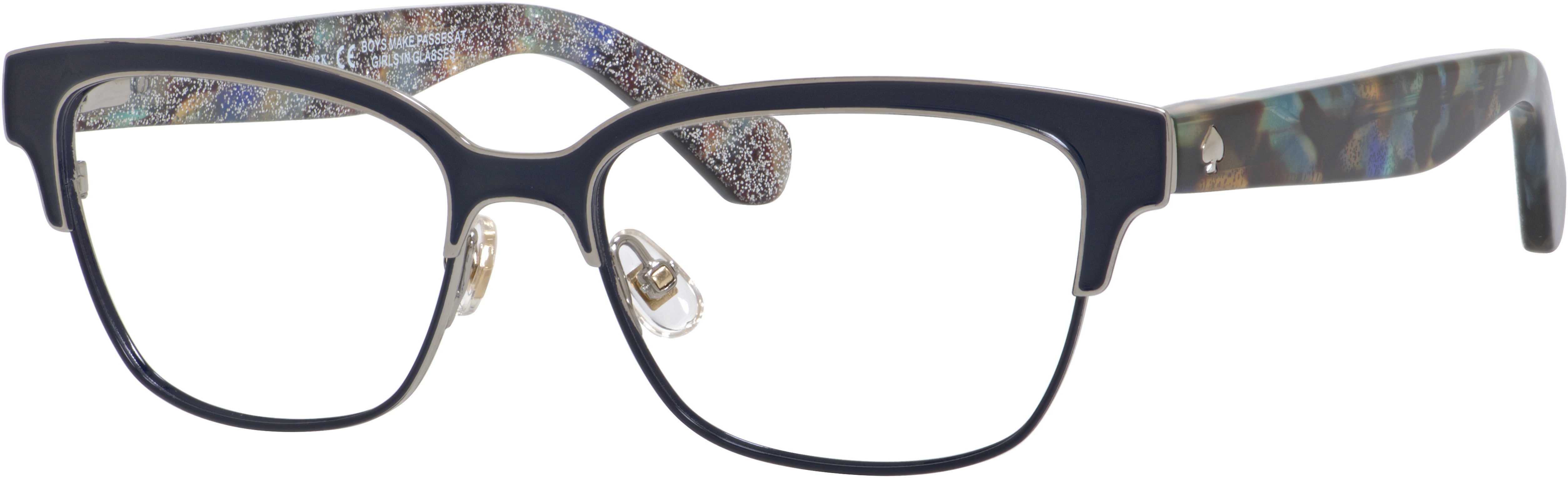 Kate Spade Ladonna Rectangular Eyeglasses 0S61-0S61  Blue Havana Glitter (00 Demo Lens)