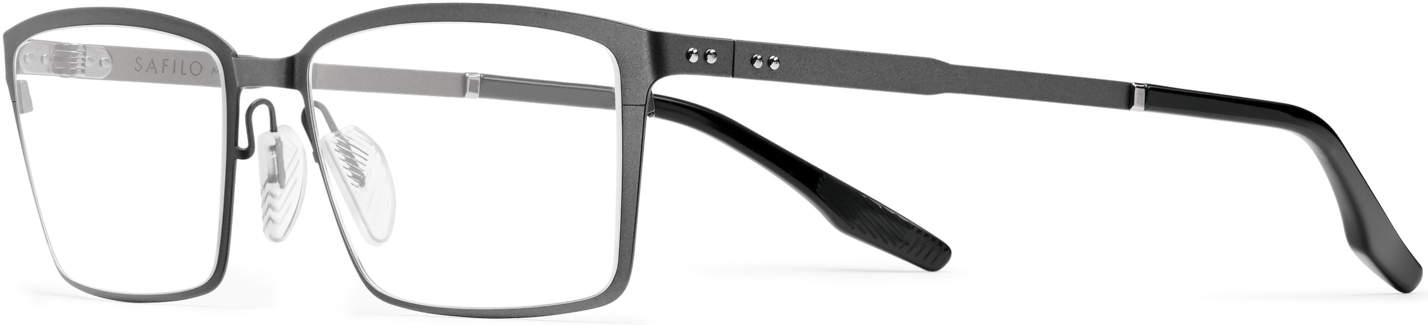 Safilo 2.0 Lamina 02 Rectangular Eyeglasses 0R80-0R80  Semi Matte Dark Ruthenium (00 Demo Lens)