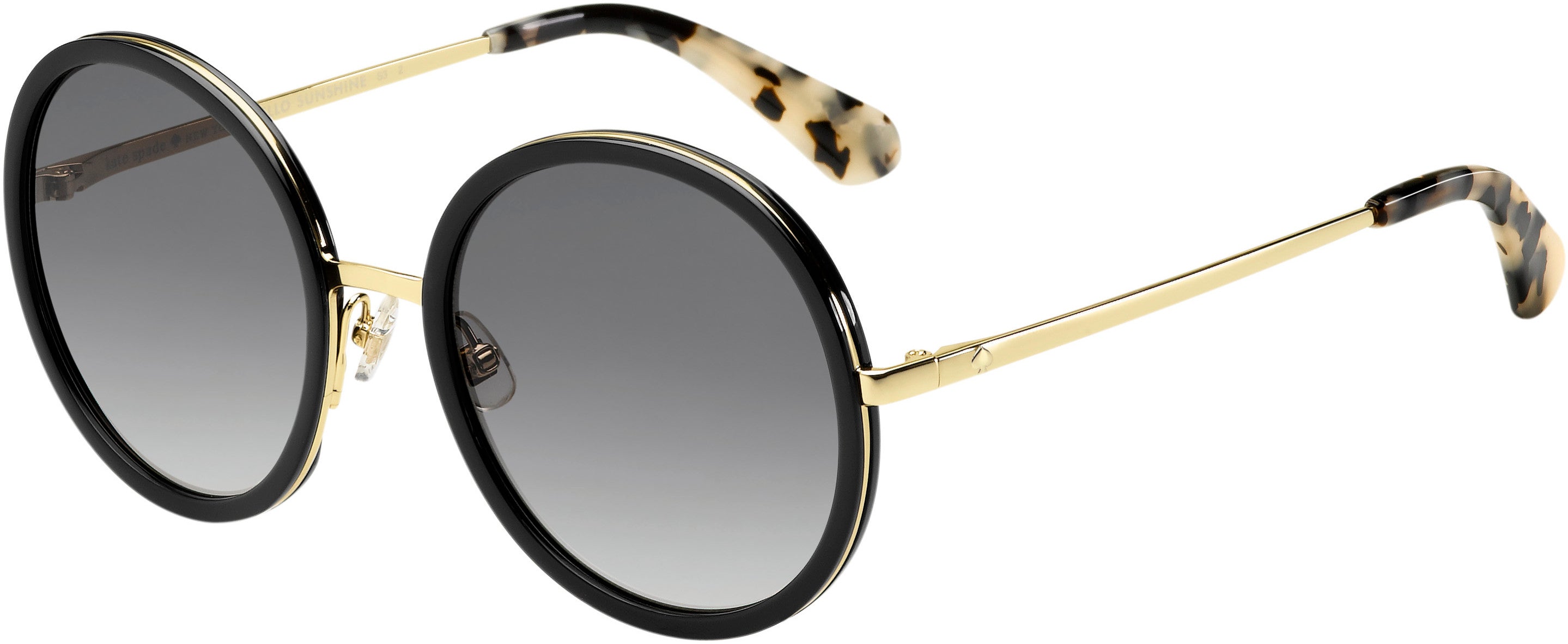 Kate Spade Lamonica/S Oval Modified Sunglasses 02M2-02M2  Black Gold (9O Dark Gray Gradient)