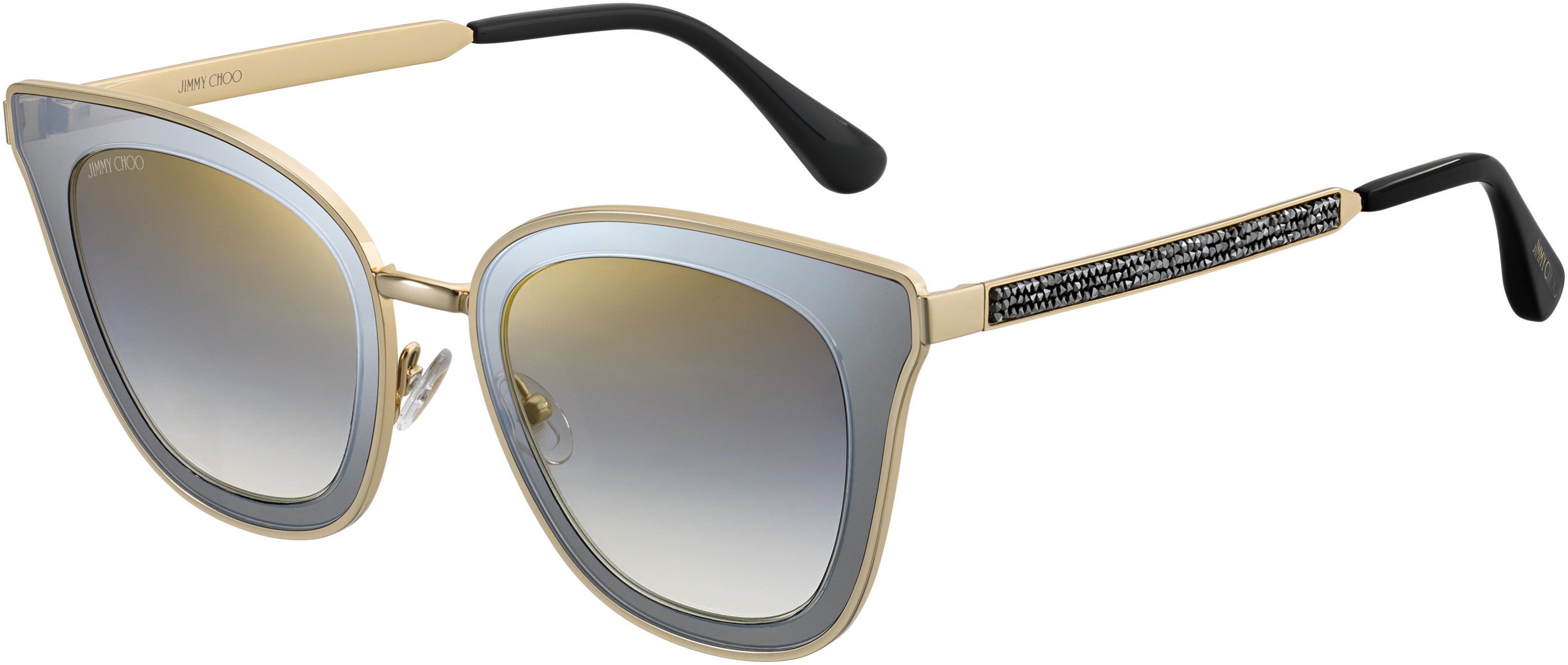 Jimmy Choo Lory/S Cat Eye/butterfly Sunglasses 02M2-02M2  Black Gold (FQ Gray Sf Gold Sp)