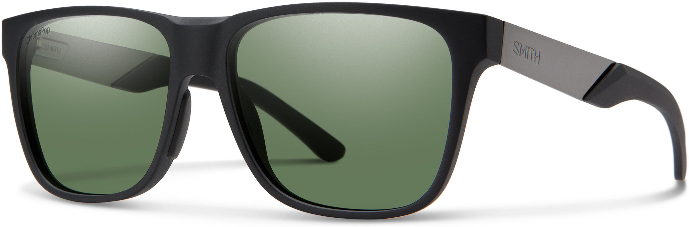 Smith Lowdown Steel Rectangular Sunglasses 0TI7-0TI7  Ruthenium Matte Black (L7 Polarized Green CP)