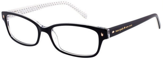 Kate Spade Lucyann Us Rectangular Eyeglasses 0TAY-0TAY  Black Pattern White (00 Demo Lens)
