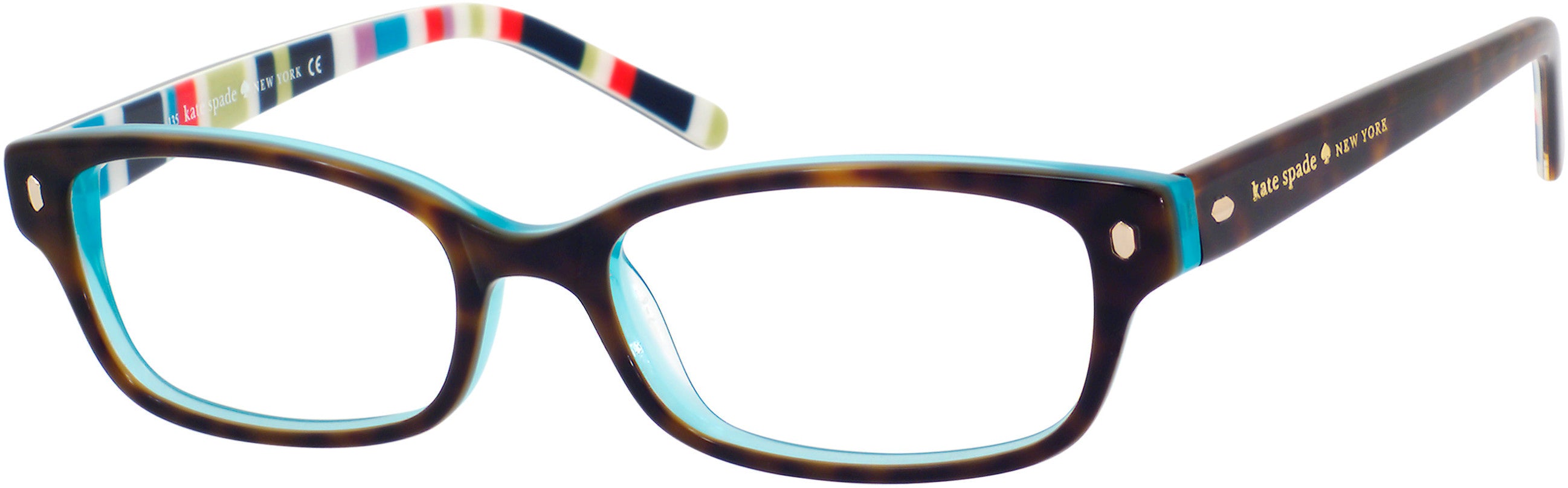 Kate Spade Lucyann Us Rectangular Eyeglasses 0X77-0X77  Tortoise Aqua Striped (00 Demo Lens)