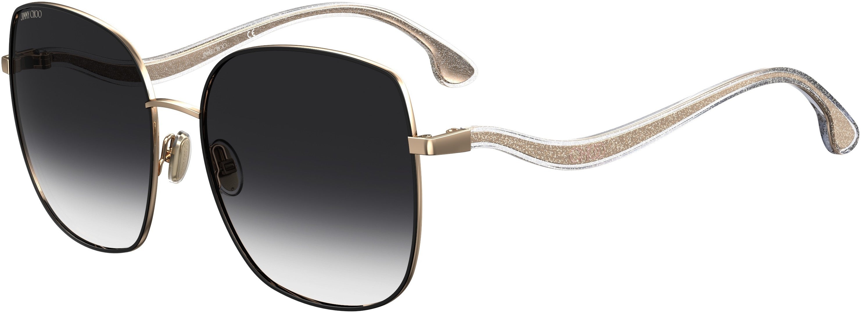 Jimmy Choo Mamie/S Rectangular Sunglasses 0RHL-0RHL  Gold Black (9O Dark Gray Gradient)