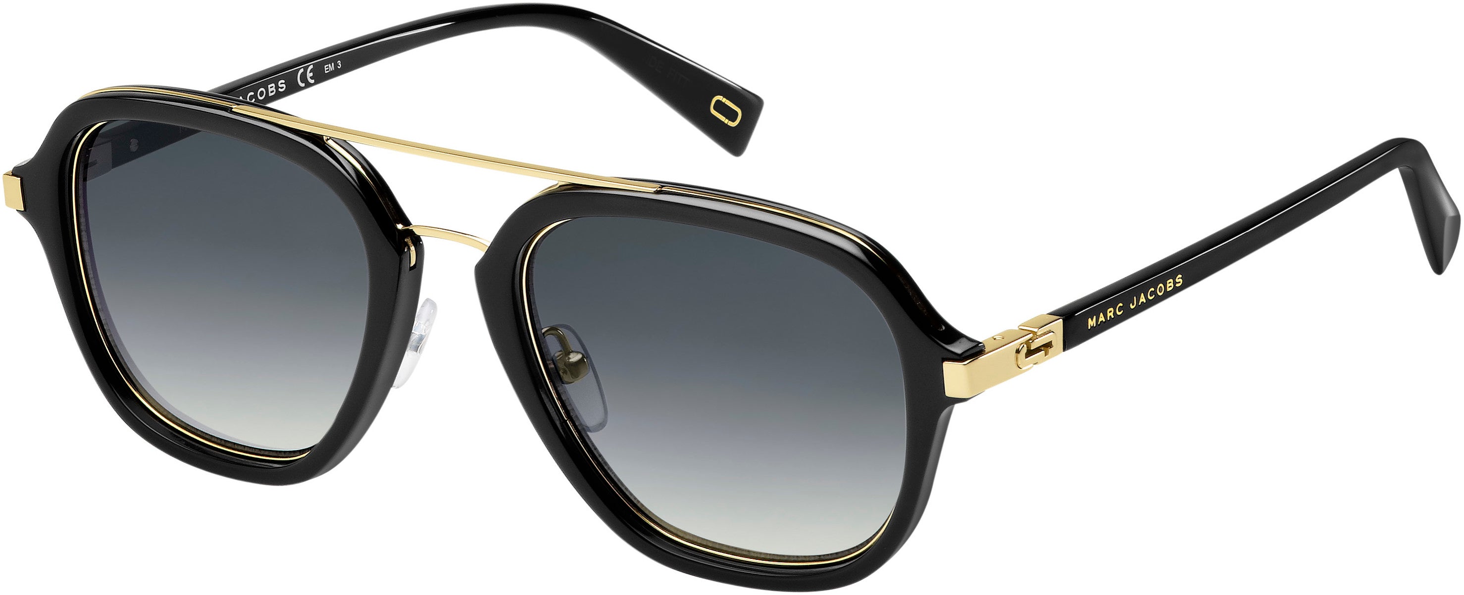 Marc Jacobs Marc 172/S Navigator Sunglasses 02M2-02M2  Black Gold (9O Dark Gray Gradient)