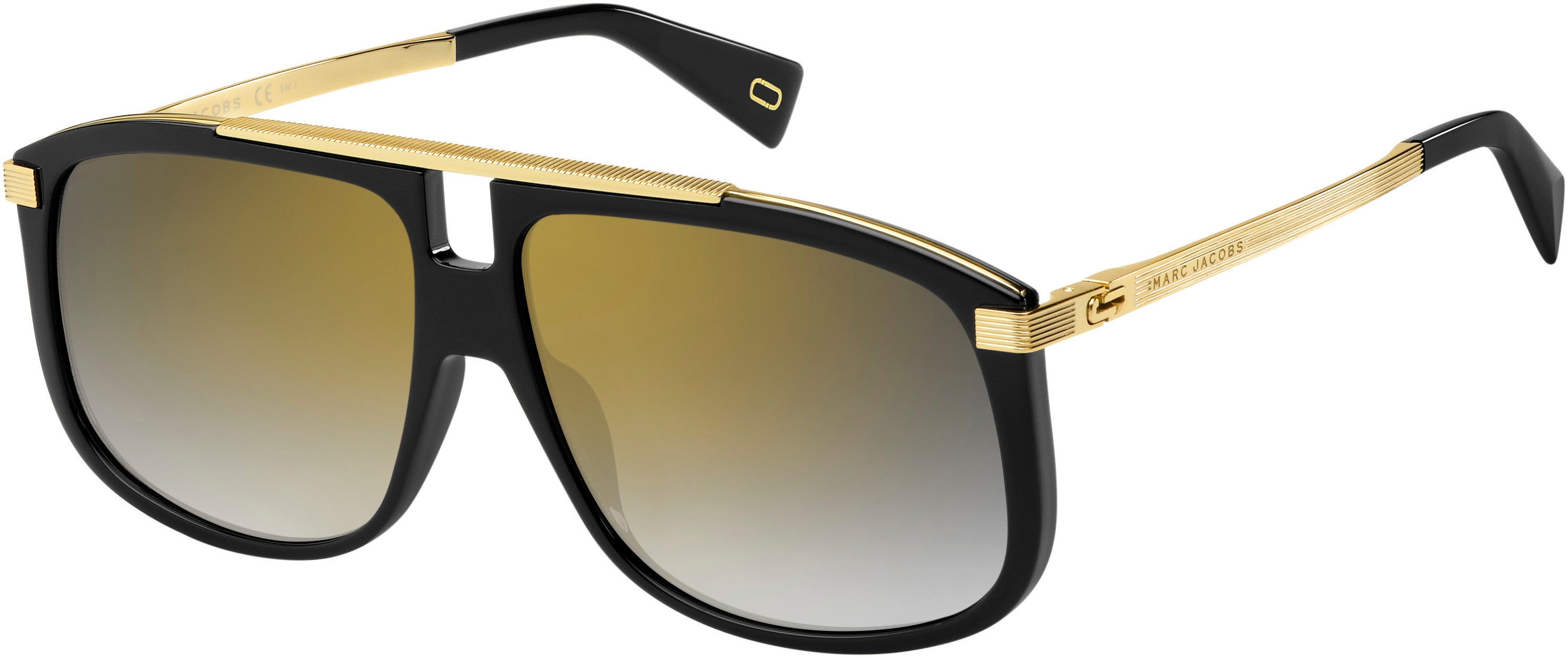 Marc Jacobs Marc 243/S Square Sunglasses 02M2-02M2  Black Gold (FQ Gray Sf Gold Sp)
