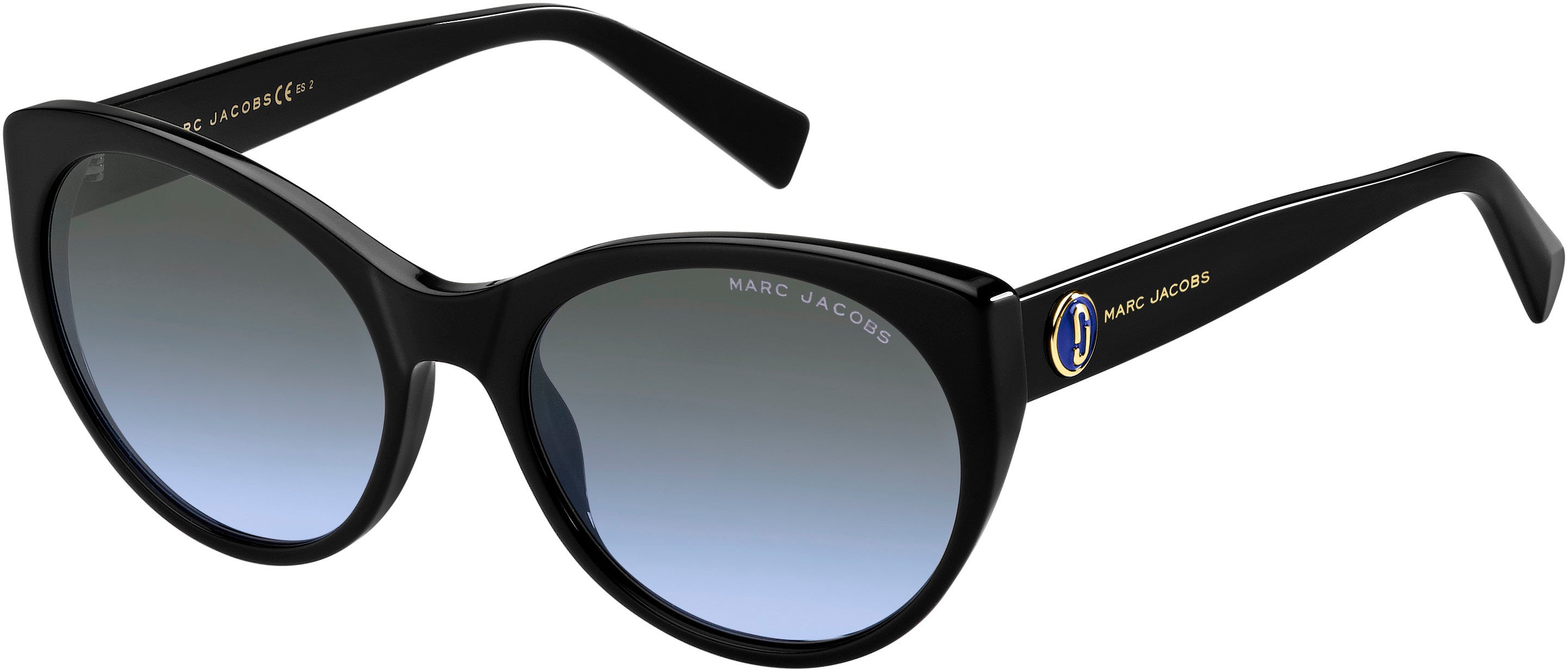 Marc Jacobs Marc 376/S Oval Modified Sunglasses 0807-0807  Black (GB Gray Shaded Blue)