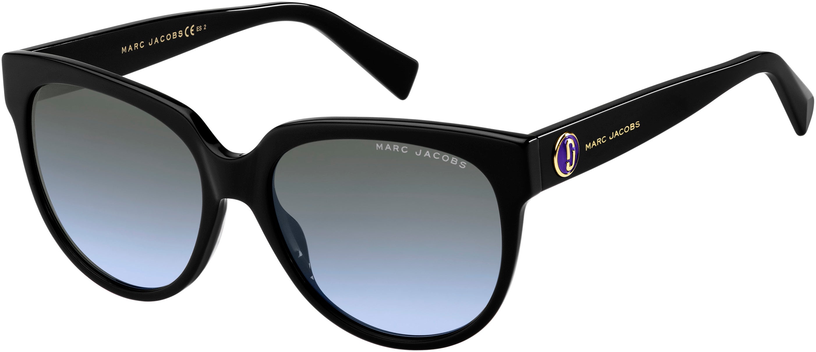 Marc Jacobs Marc 378/S Oval Modified Sunglasses 0807-0807  Black (GB Gray Shaded Blue)
