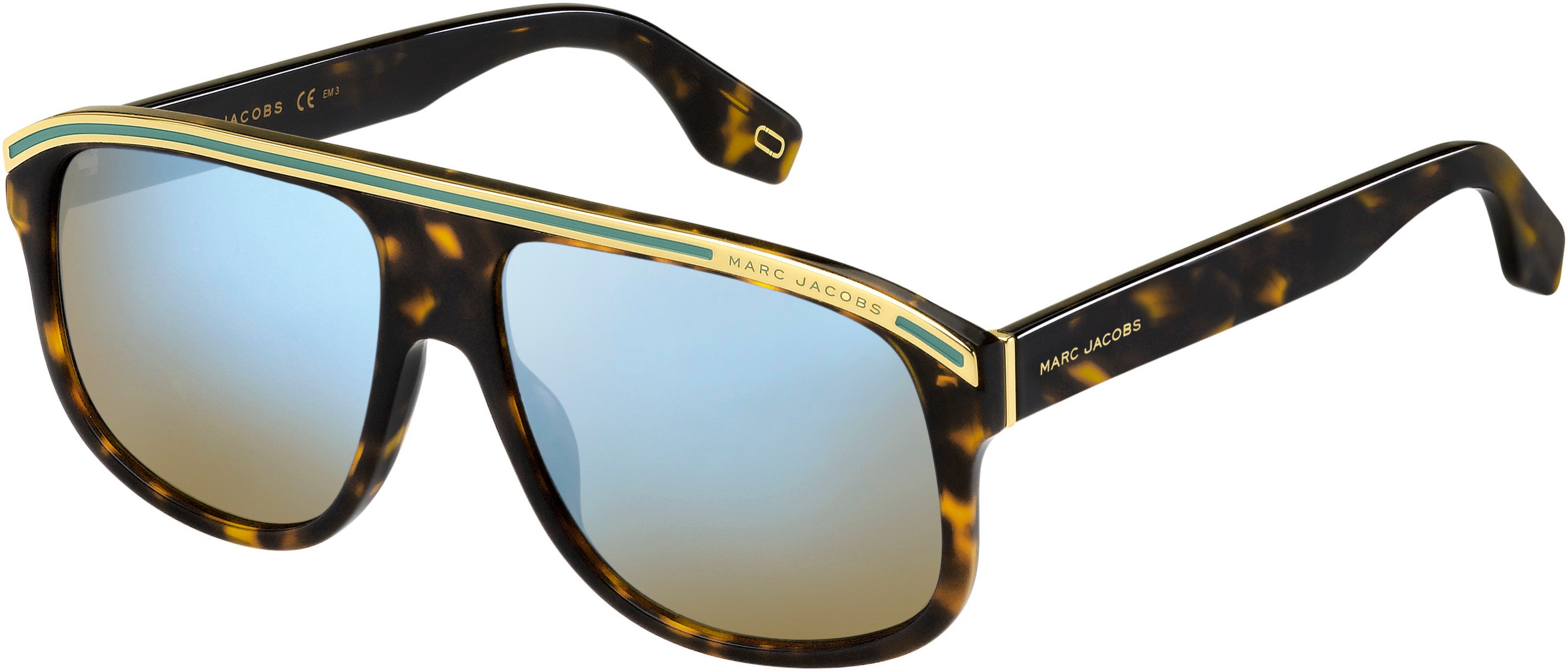 Marc Jacobs Marc 388/S Rectangular Sunglasses 0086-0086  Dark Havana (3U Brown Blue Mirror)