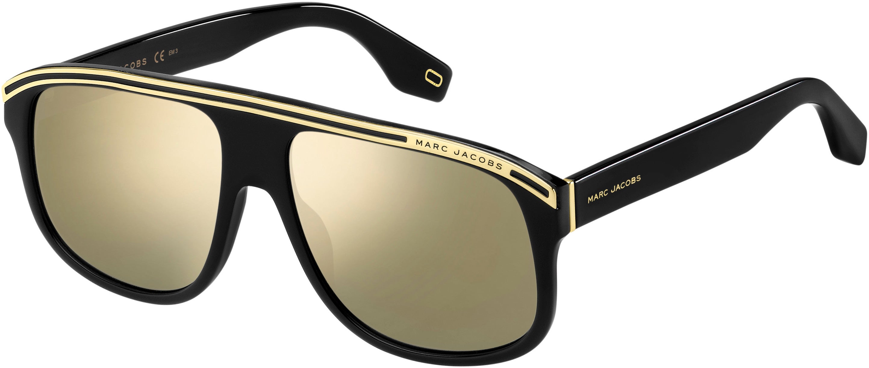 Marc Jacobs Marc 388/S Rectangular Sunglasses 0807-0807  Black (JO Gray Gold Mirro)