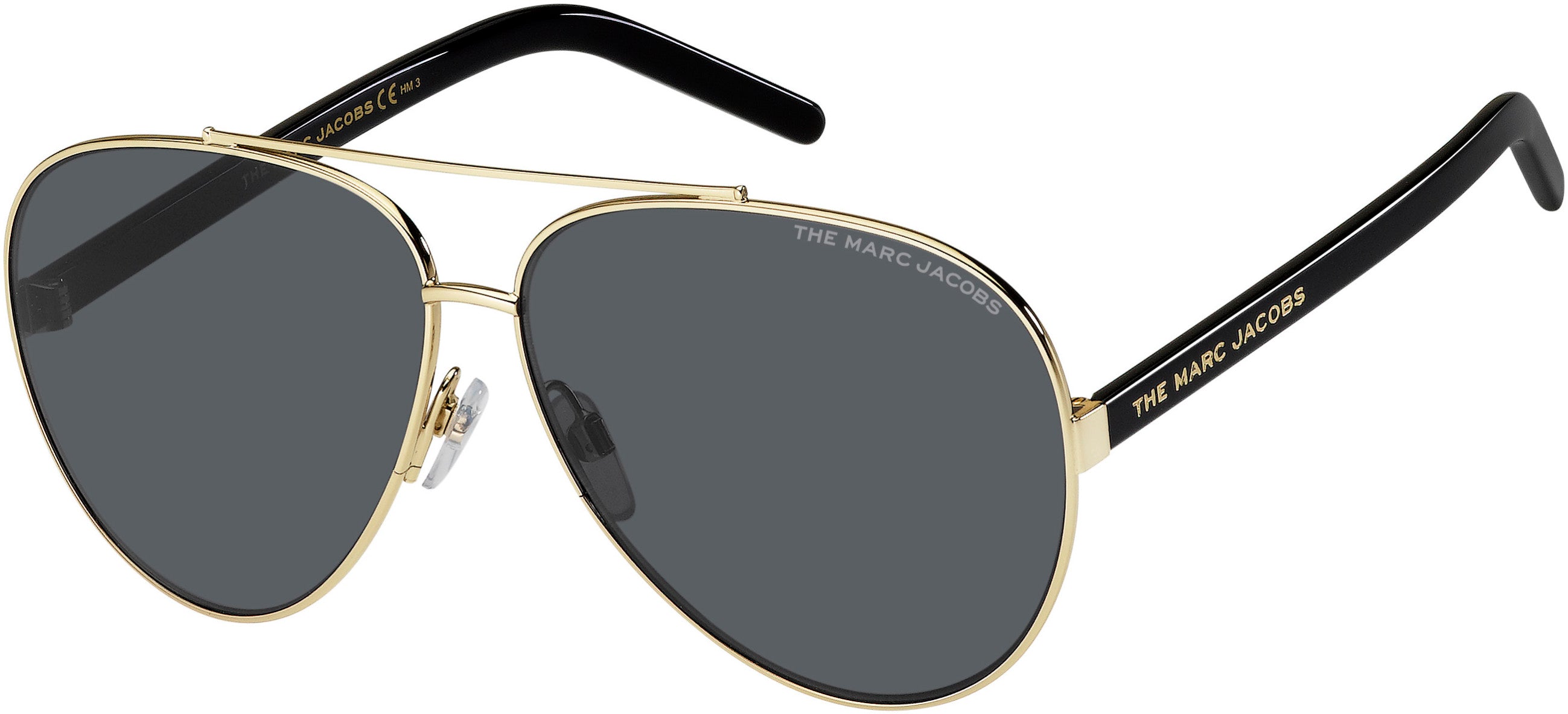 Marc Jacobs Marc 522/S Aviator Sunglasses 0RHL-0RHL  Gold Black (IR Gray)