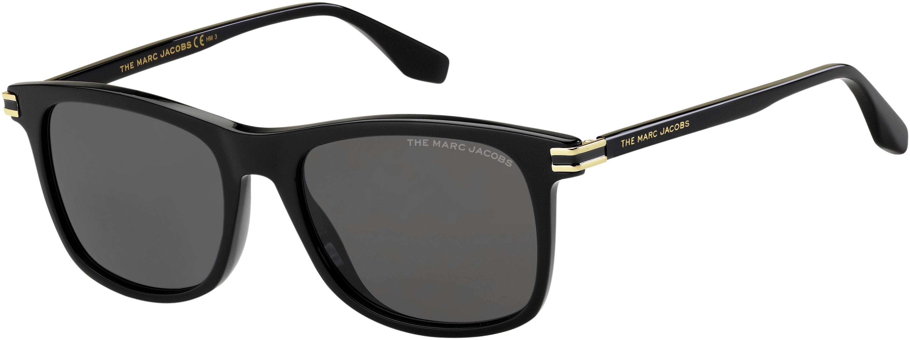 Marc Jacobs Marc 530/S Rectangular Sunglasses 02M2-02M2  Black Gold (IR Gray)
