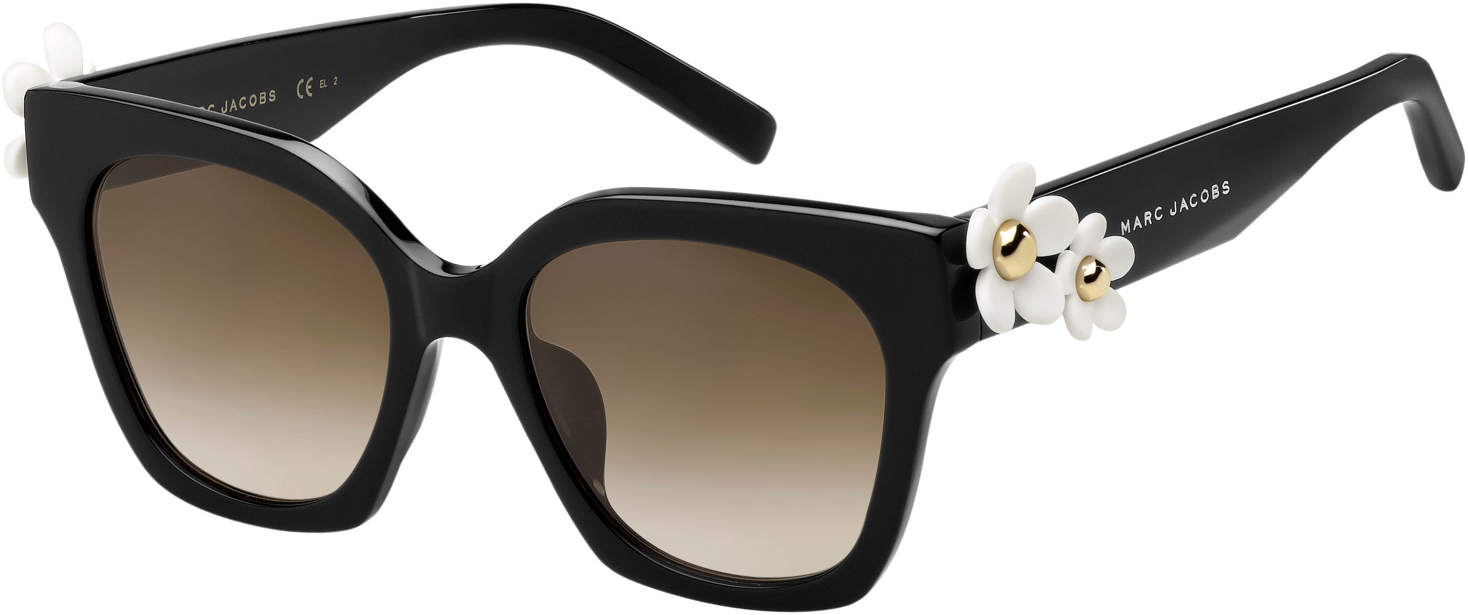 Marc Jacobs Marc Daisy/S Square Sunglasses 0807-0807  Black (HA Brown Gradient)