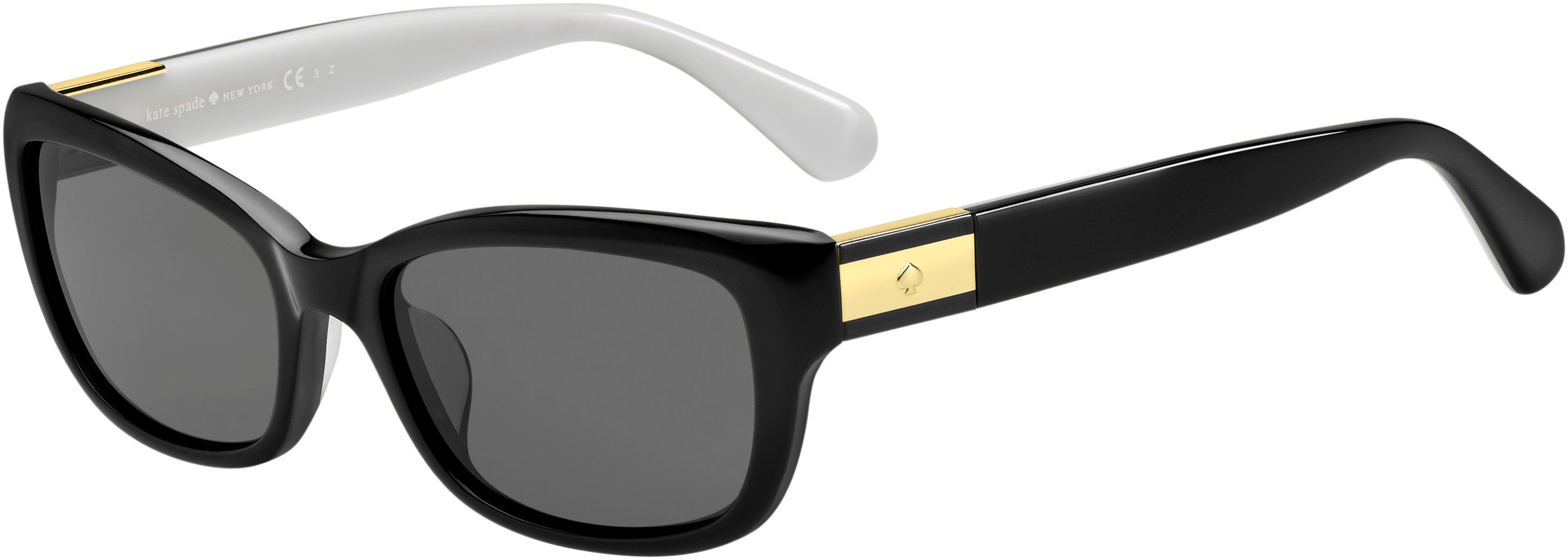 Kate Spade Marilee/P/S Rectangular Sunglasses 09HT-09HT  Black Ivory (M9 Gray Pz)