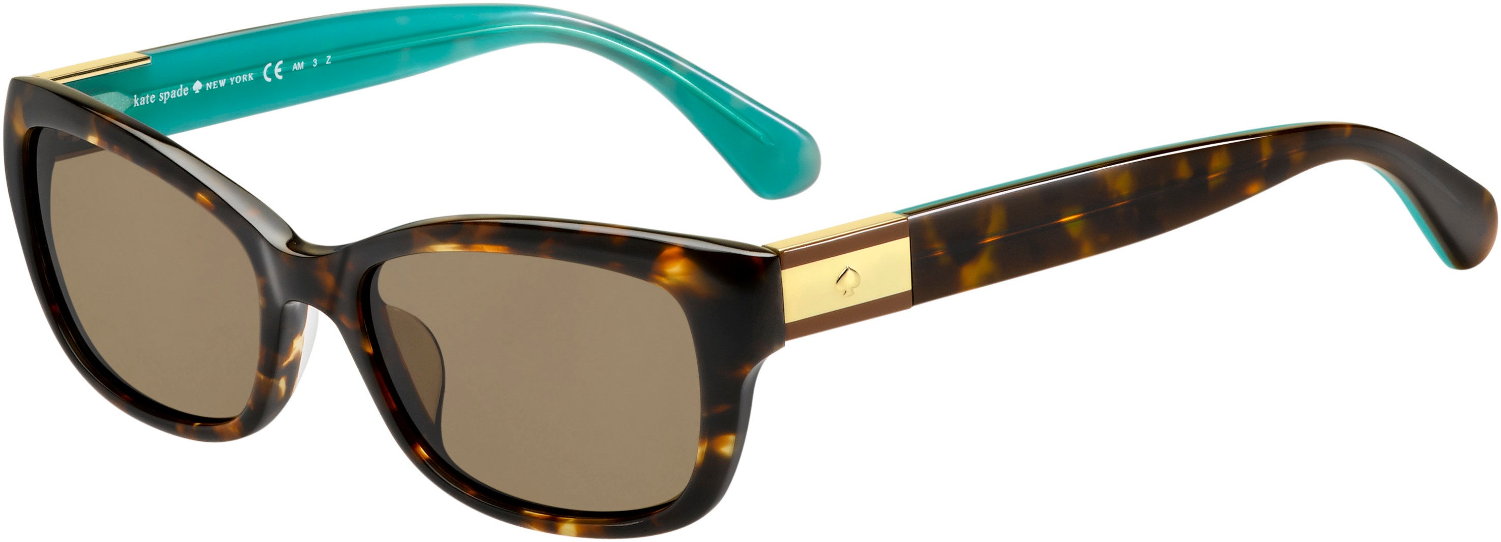 Kate Spade Marilee/P/S Rectangular Sunglasses 0FZL-0FZL  Havana Turquoise (SP Bronze Pz)