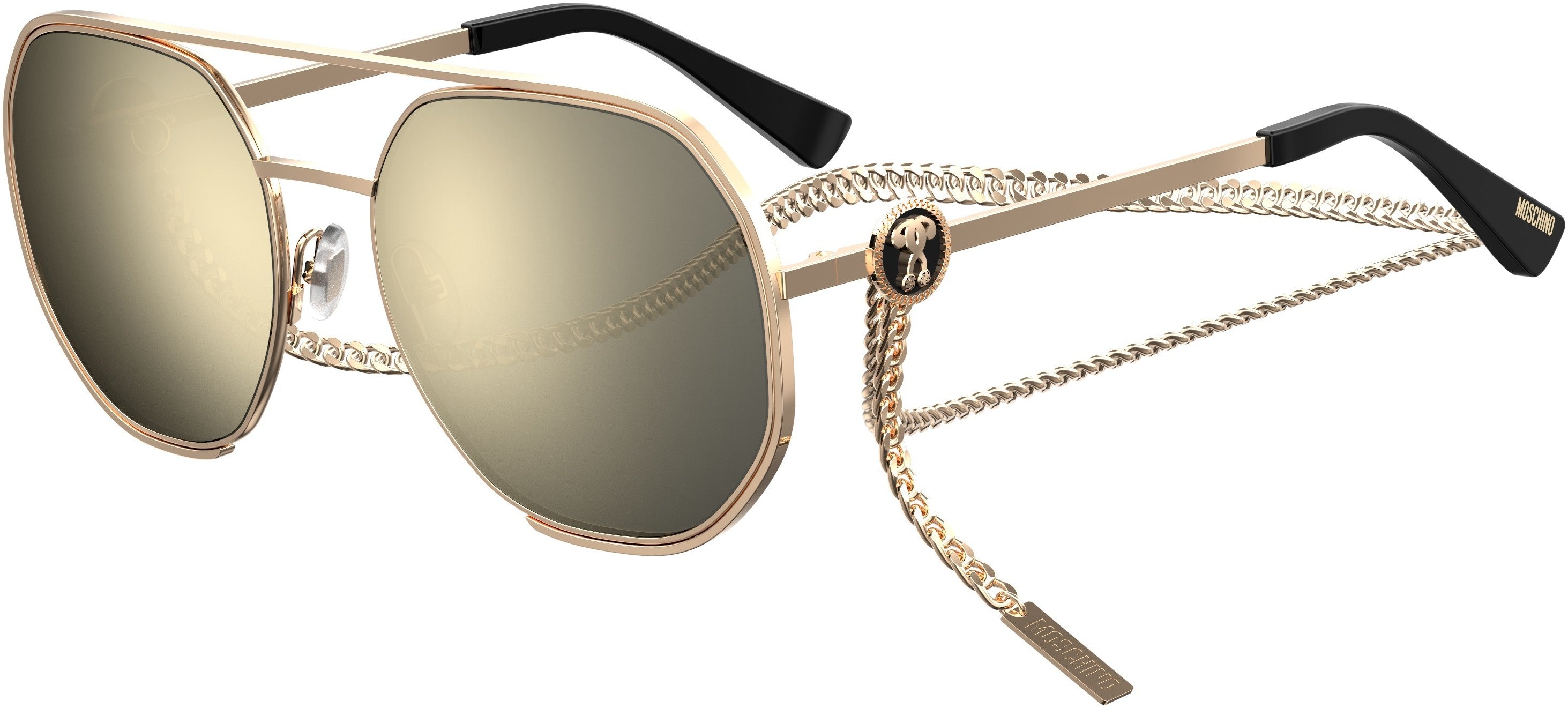  Moschino 052/S Navigator Sunglasses 0000-0000  Rose Gold (UE Ivory Multilaye)