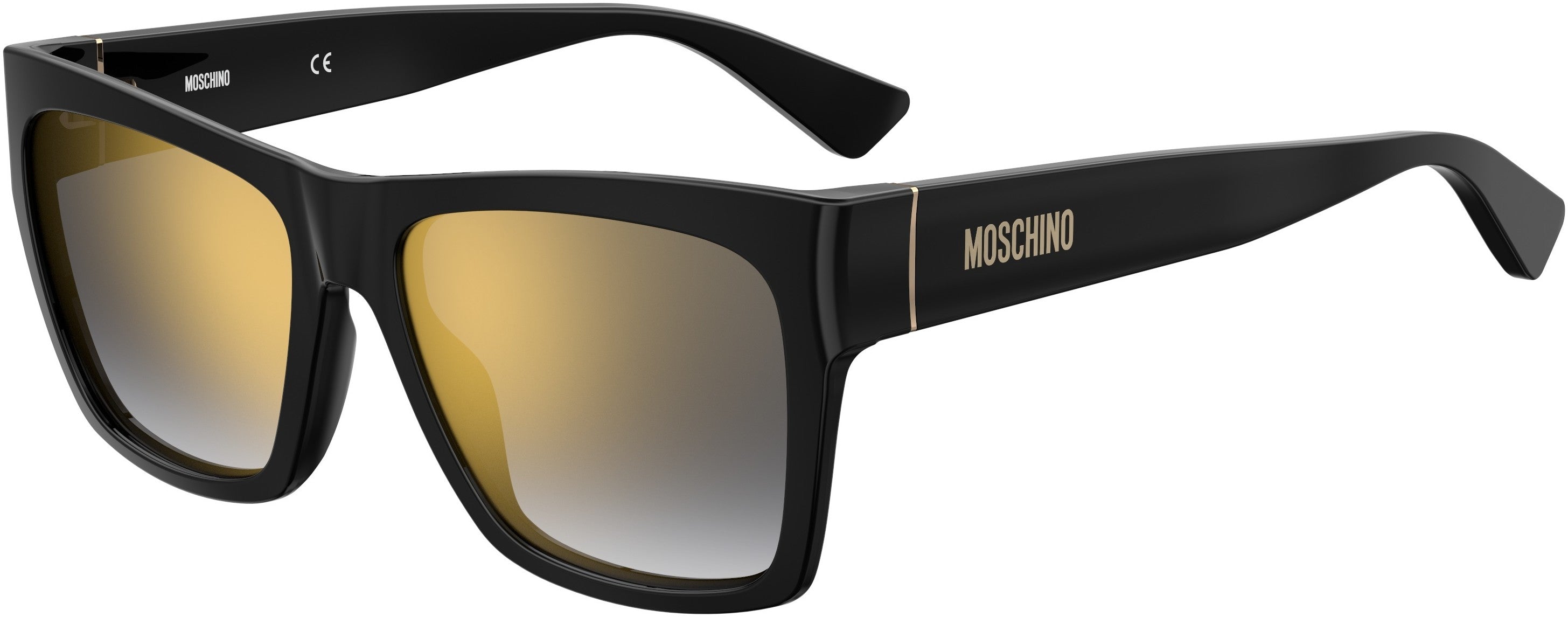  Moschino 064/S Square Sunglasses 0807-0807  Black (FQ Gray Sf Gold Sp)
