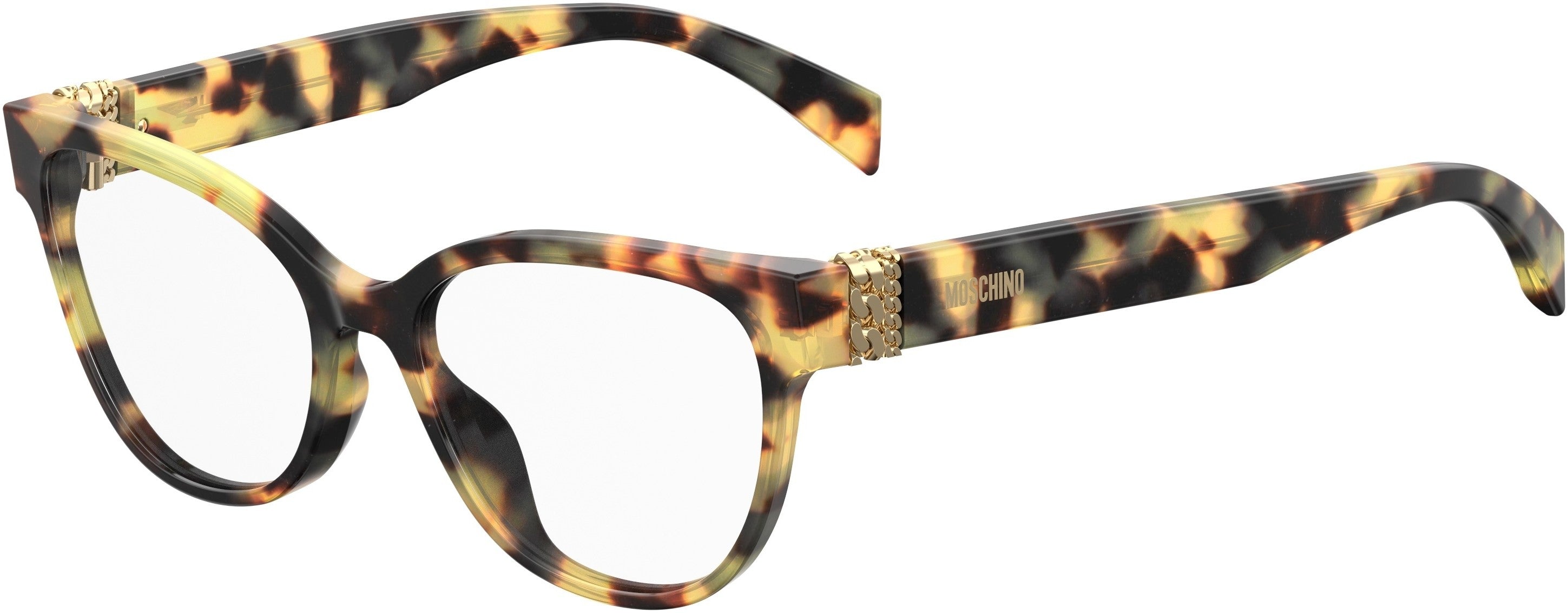  Moschino 509 Oval Modified Eyeglasses 0SCL-0SCL  Yellow Havana (00 Demo Lens)