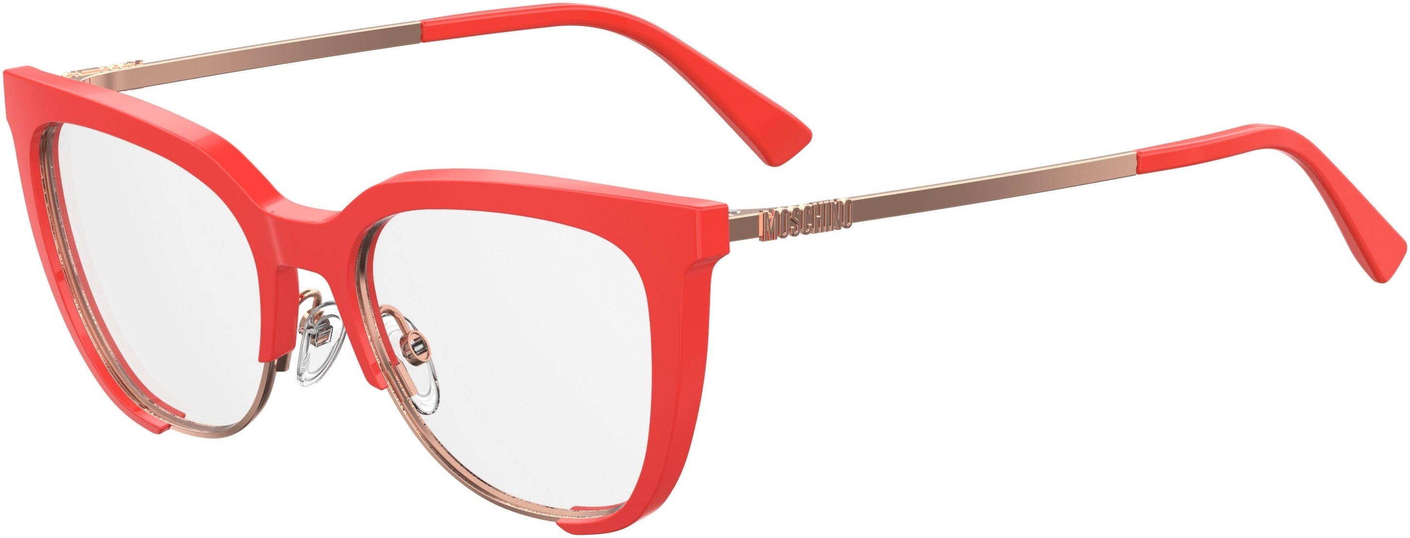  Moschino 530 Square Eyeglasses 01N5-01N5  Coral (00 Demo Lens)