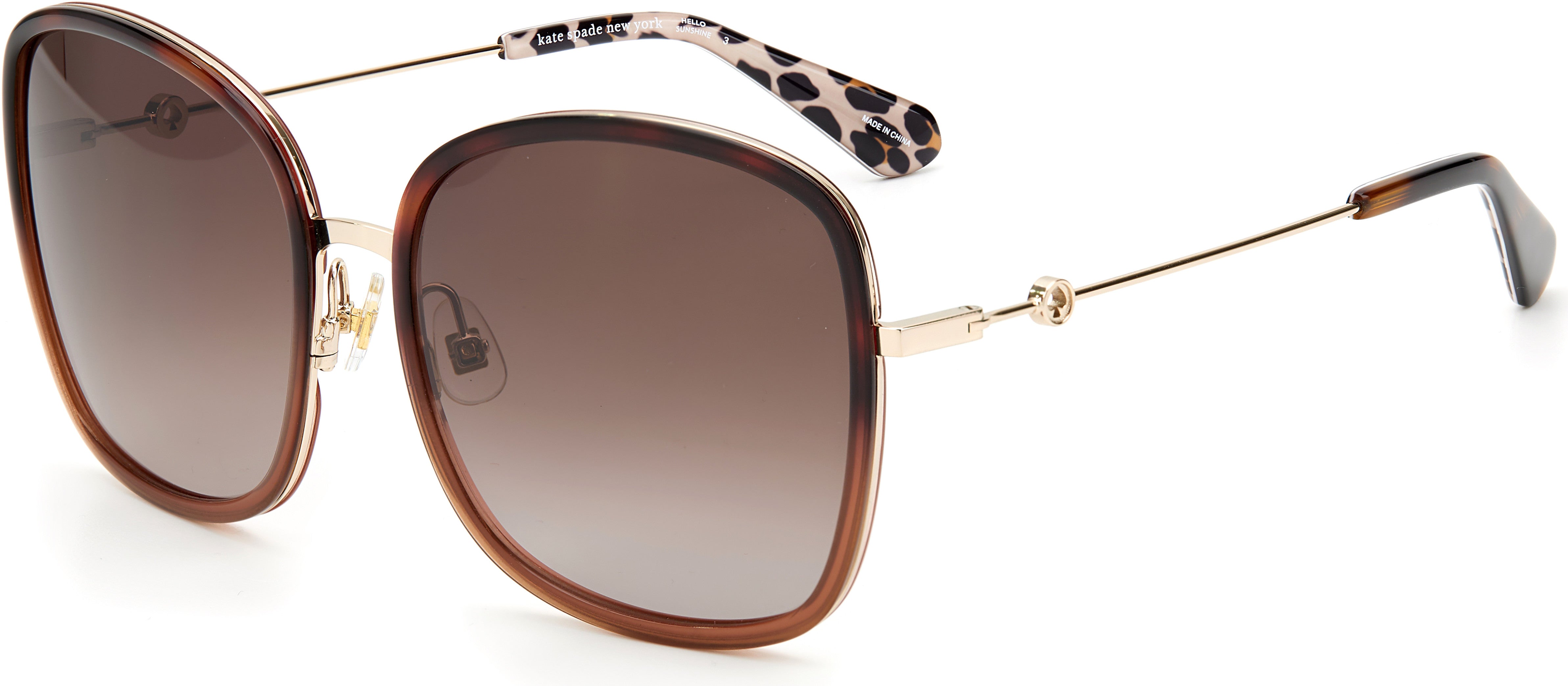 Kate Spade Paola/G/S Square Sunglasses 0086-0086  Dark Havana (HA Brown Gradient)