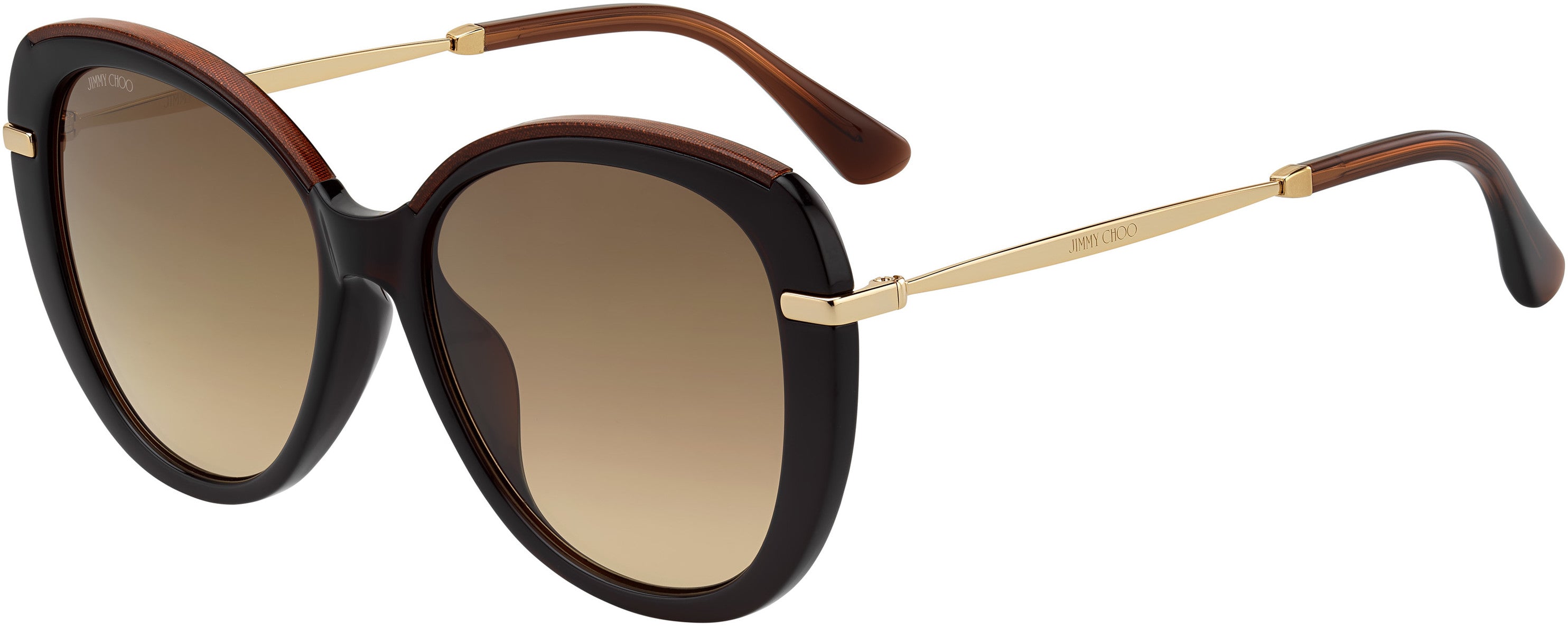 Jimmy Choo Phebe/F/S Oval Modified Sunglasses 02PI-02PI  Brown Gold Brown (HA Brown Gradient)