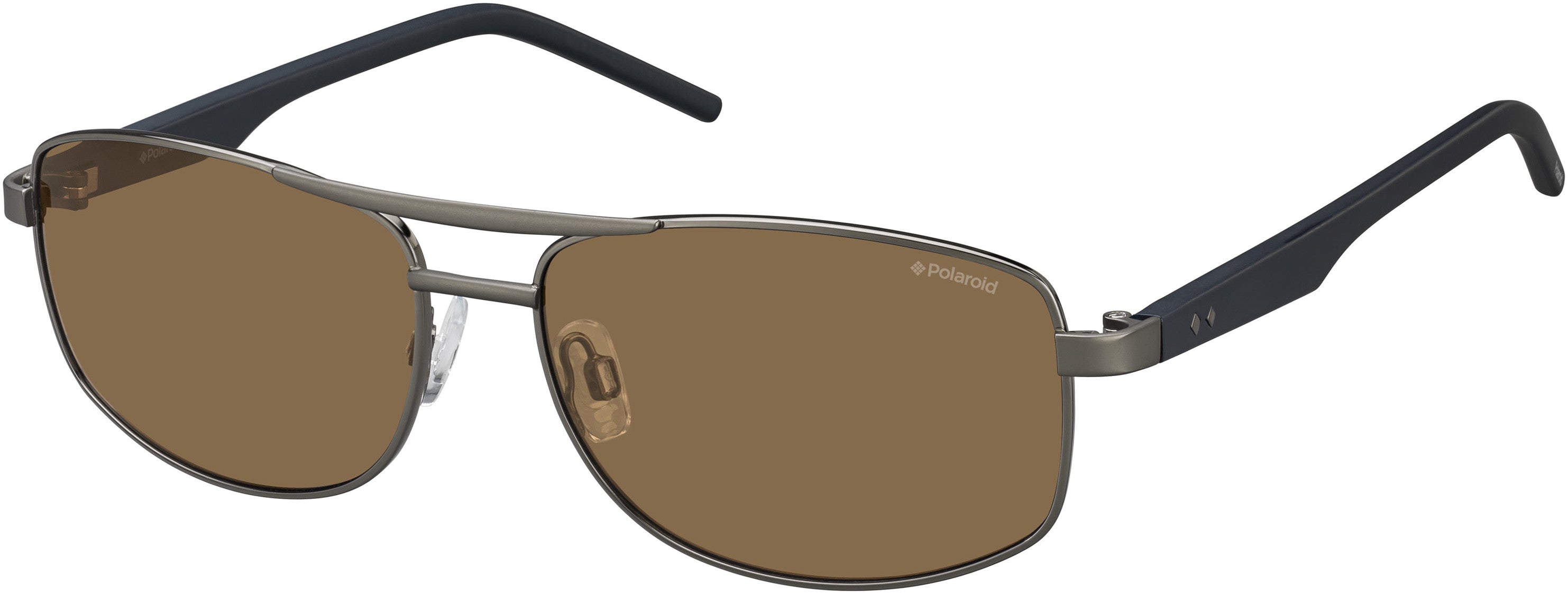 Polaroid Core Polaroid 2040/S Rectangular Sunglasses 0RW2-0RW2  Dark Blue Ruthenium (IG Brown Polarized)