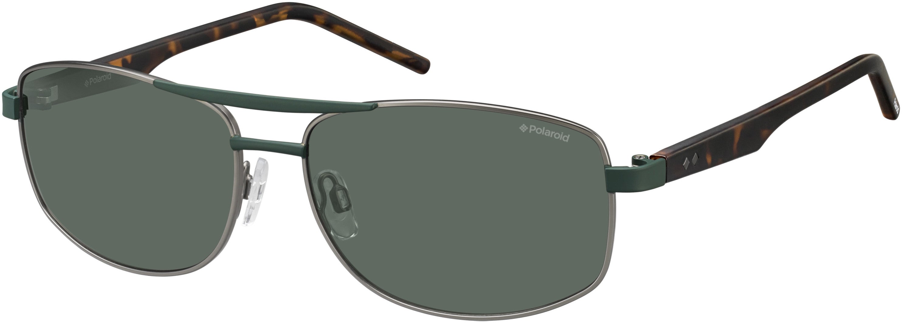 Polaroid Core Polaroid 2040/S Rectangular Sunglasses 0VXT-0VXT  Dark Havana Ruthenium (RC Green Polarized)