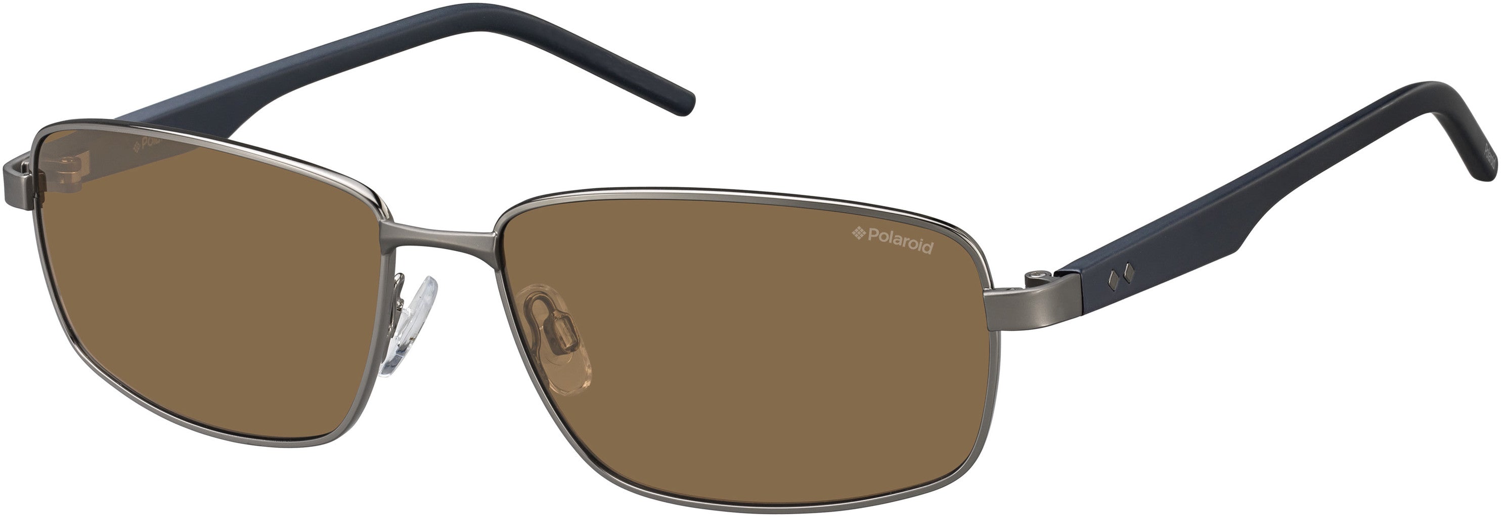 Polaroid Core Polaroid 2041/S Rectangular Sunglasses 0RW2-0RW2  Dark Ruthenium Blue (IG Brown Polarized)