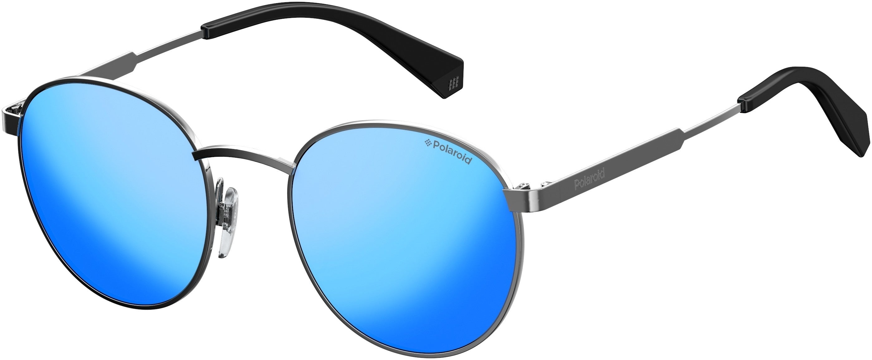 Polaroid Core Polaroid 2053/S Oval Modified Sunglasses 06LB-06LB  Ruthenium (5X Blue Mirror Pz)