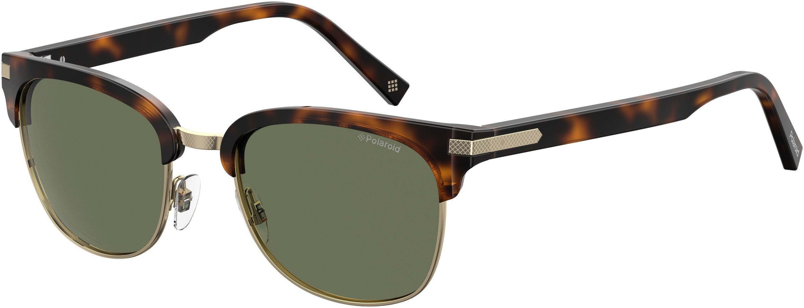 Polaroid Core Polaroid 2076/S Browline Sunglasses 0086-0086  Dark Havana (UC Green Polarized)