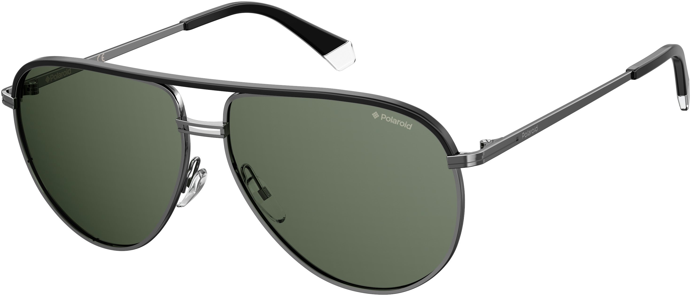 Polaroid Core Polaroid 2089/S/X Aviator Sunglasses 0SMF-0SMF  Ruthenium Khak (UC Green Polarized)