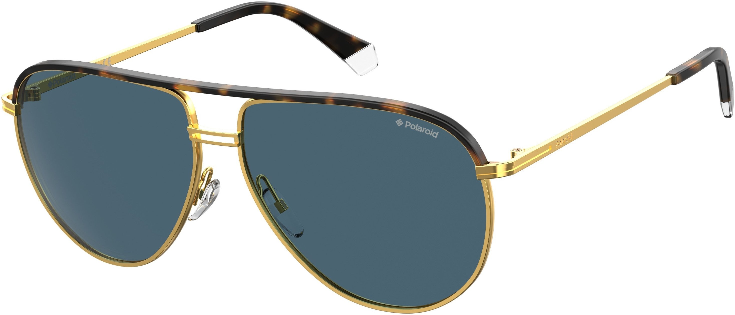 Polaroid Core Polaroid 2089/S/X Aviator Sunglasses 0YEK-0YEK  Gold Blue Havana (XN Silver Mirror Pz)
