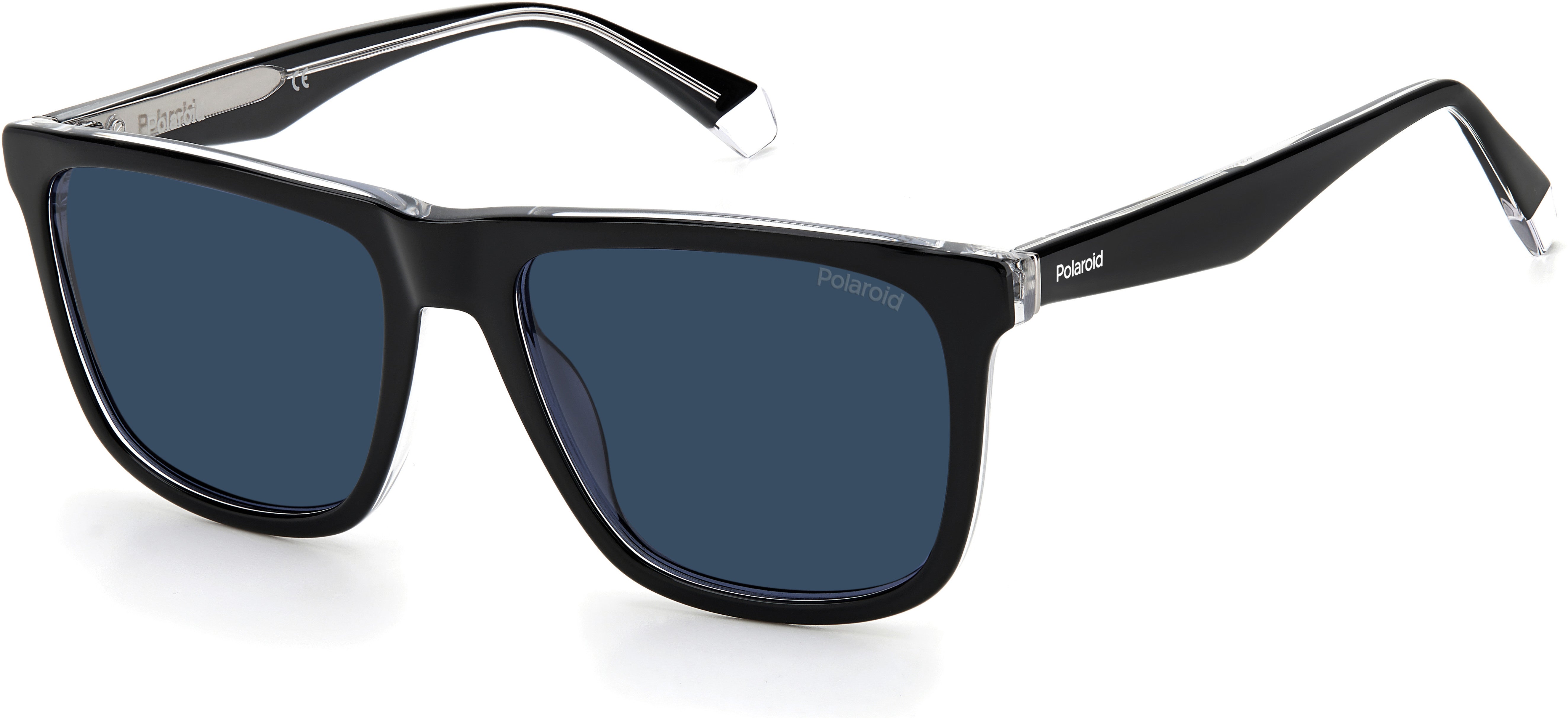 Polaroid Core Polaroid 2102/S/X Square Sunglasses 07C5-07C5  Black Crystal (C3 Blue Polarized)