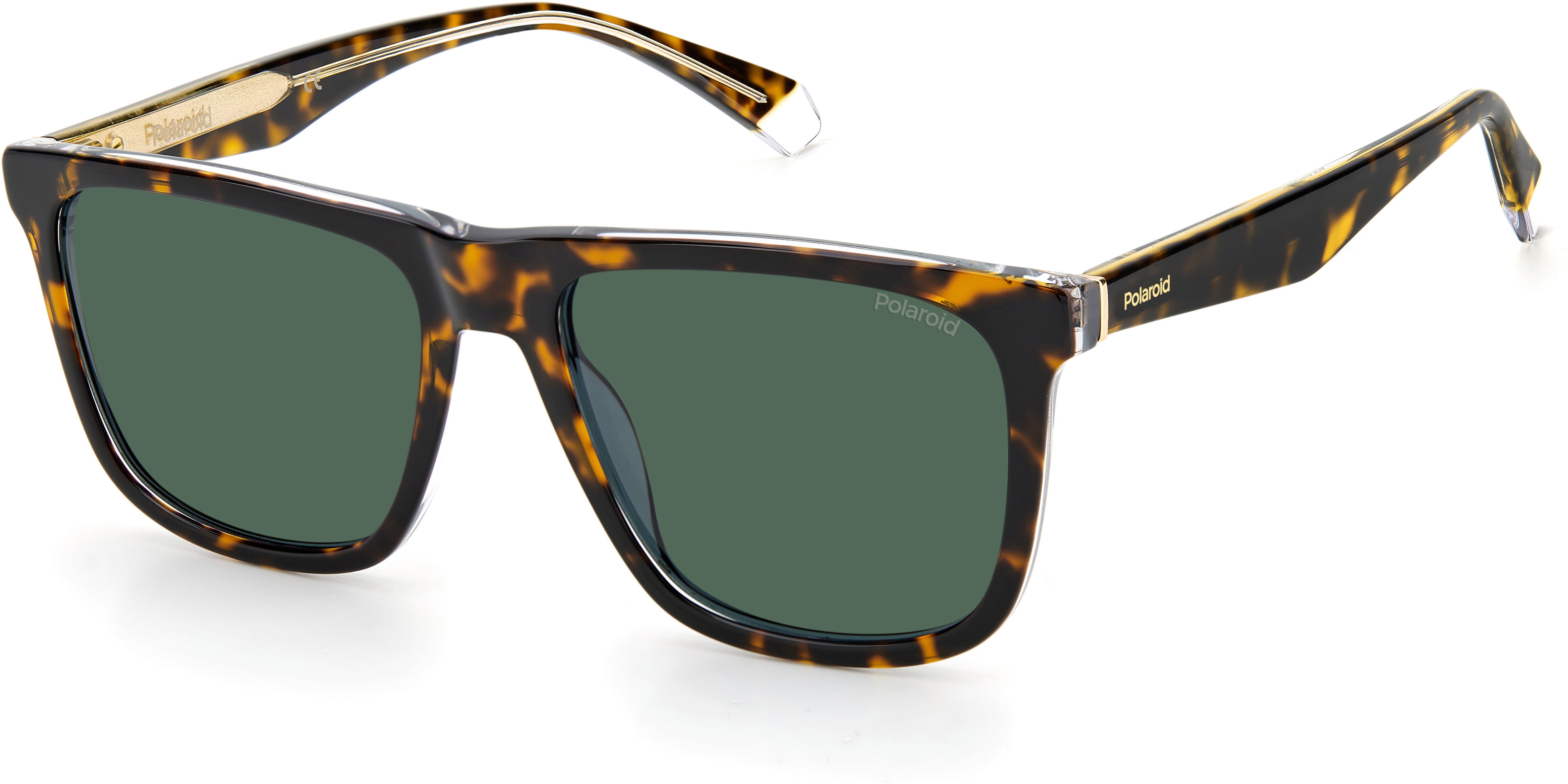Polaroid Core Polaroid 2102/S/X Square Sunglasses 0KRZ-0KRZ  Havana Crystal (UC Green Polarized)