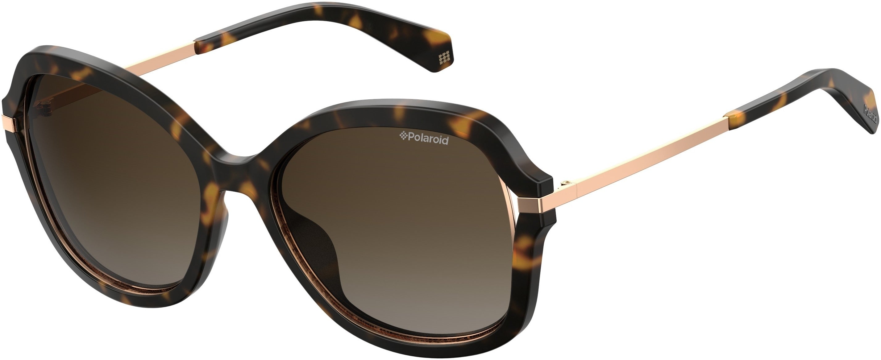 Polaroid Core Polaroid 4068/S Square Sunglasses 0086-0086  Dark Havana (LA Brown Gradient Polz)