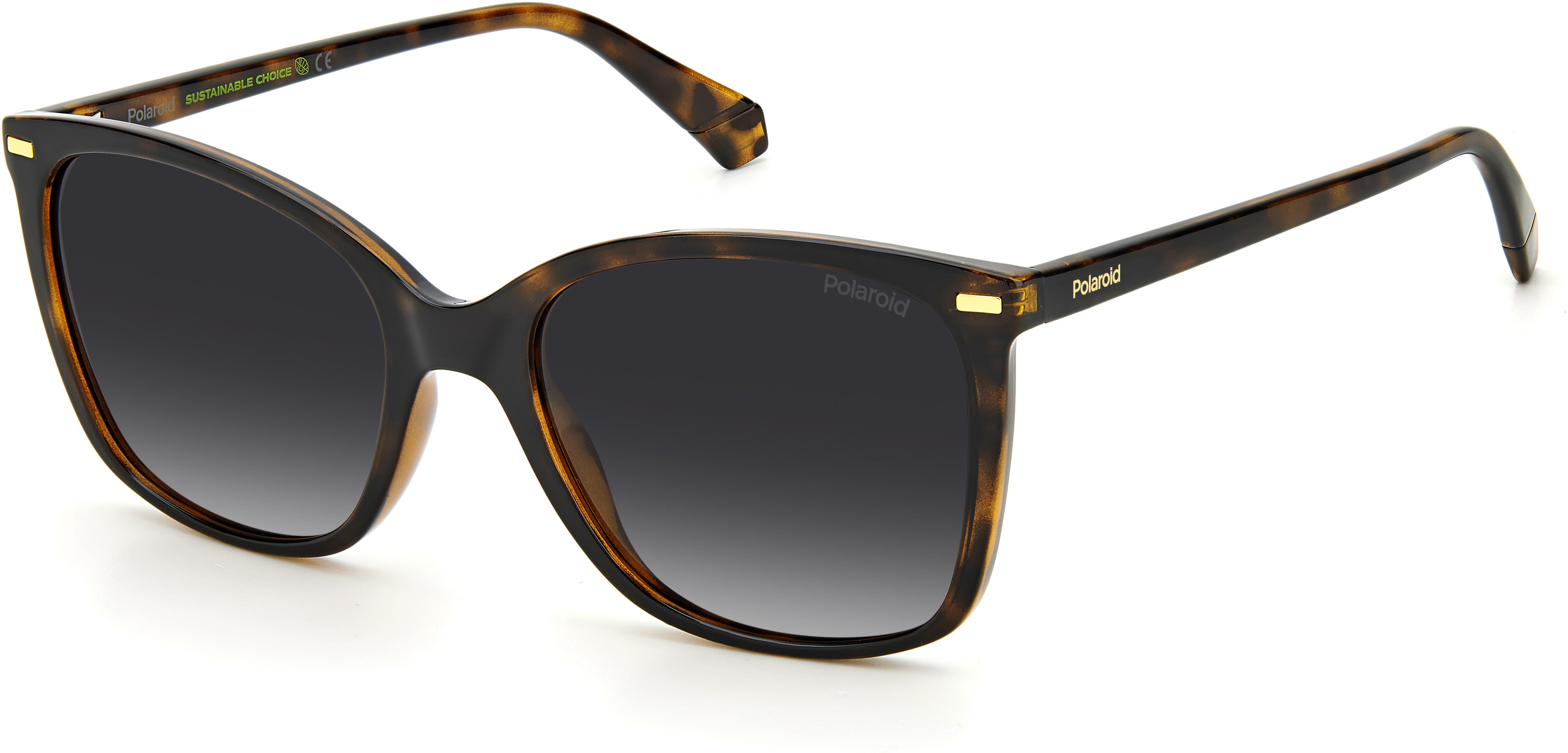 Polaroid Core Polaroid 4108/S Square Sunglasses 0086-0086  Dark Havana (LA Brown Gradient Polz)