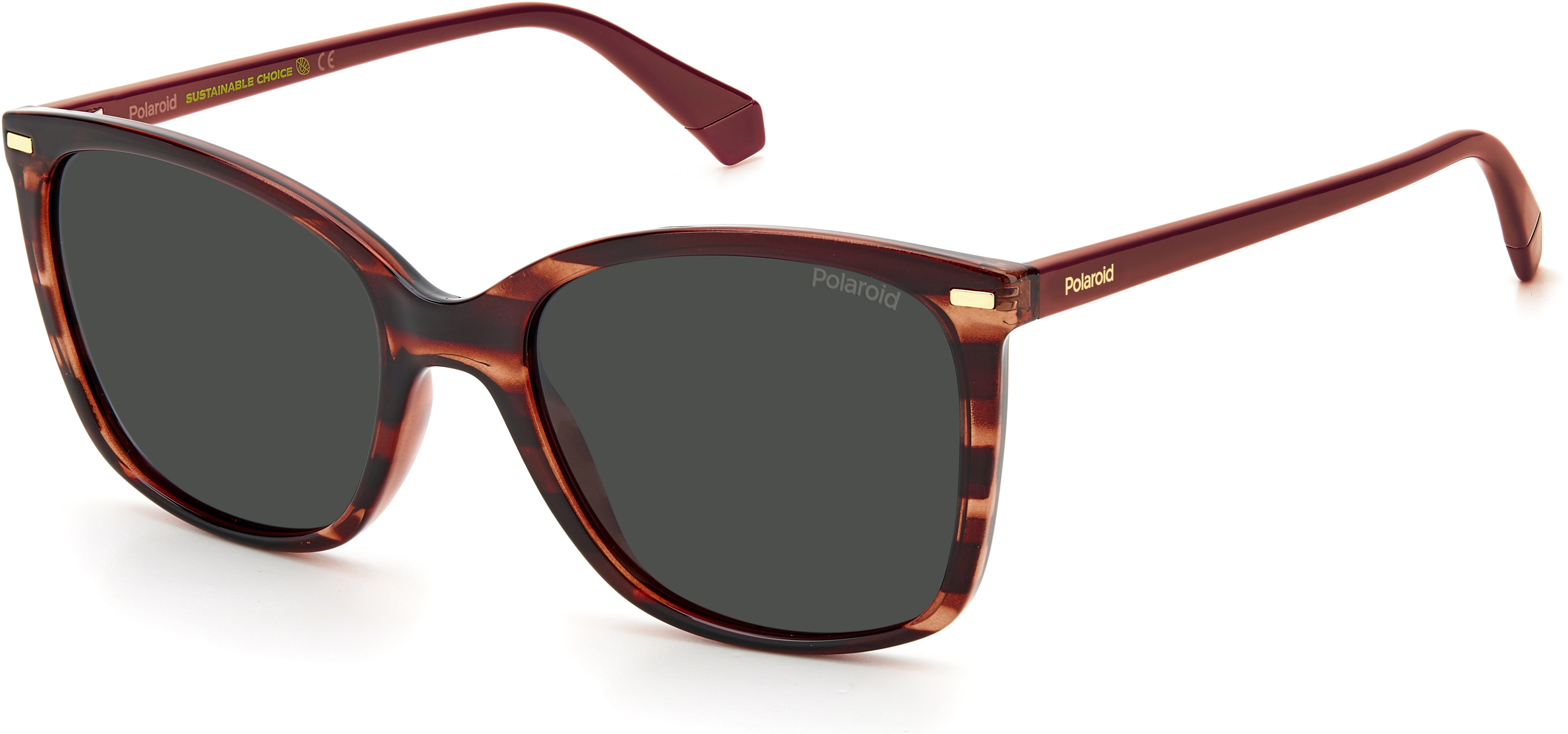 Polaroid Core Polaroid 4108/S Square Sunglasses 00UC-00UC  Red Havana (M9 Gray Pz)