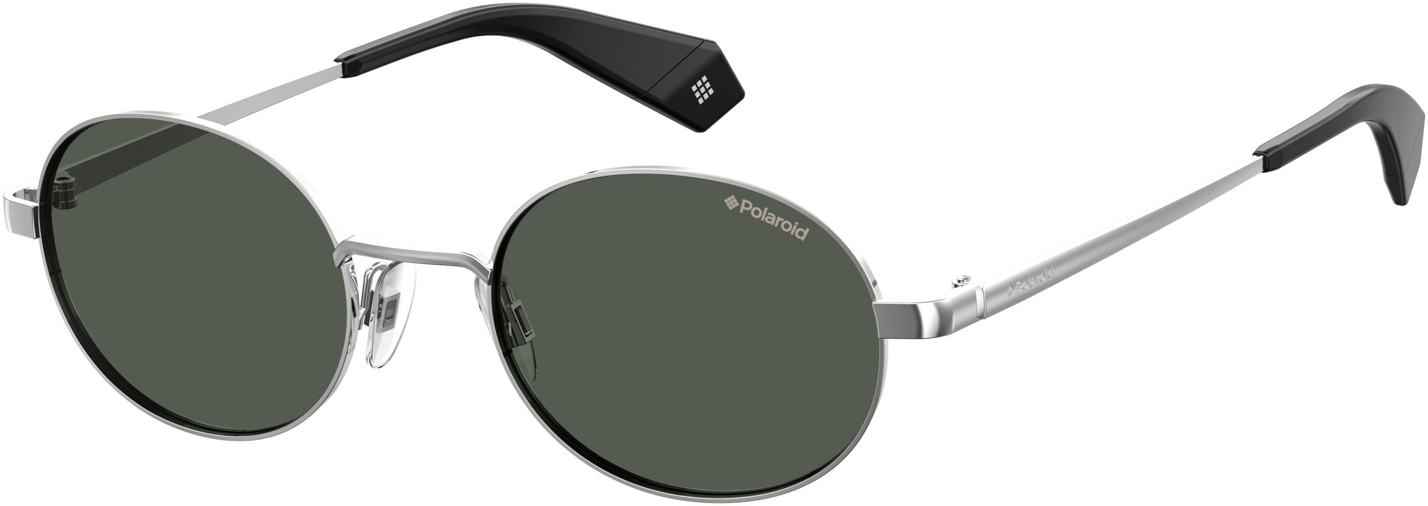 Polaroid Core Polaroid 6066/S Oval Modified Sunglasses 079D-079D  Silver Black (M9 Gray Pz)
