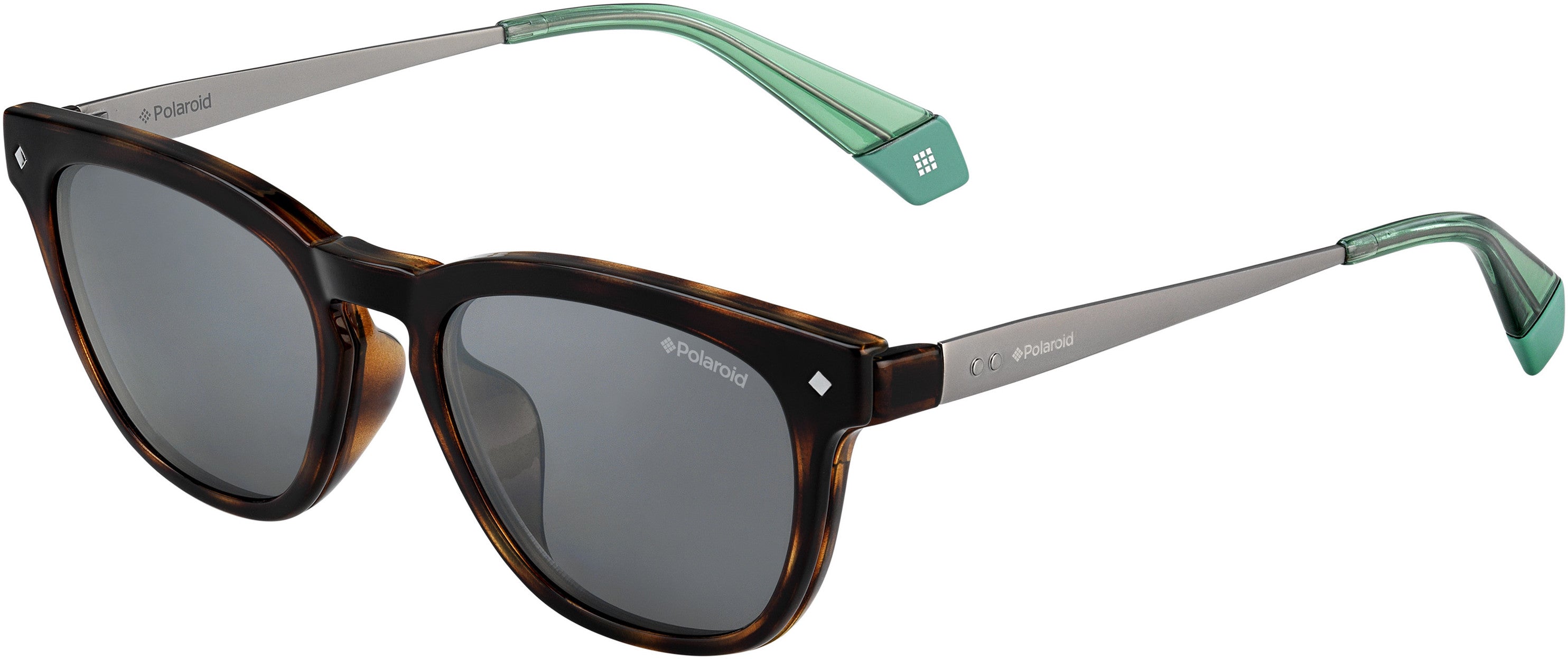 Polaroid Core Polaroid 6080/G/cs Square Sunglasses 045Z-045Z  Havana Silver (EX Gray/Silver Mirror Po)