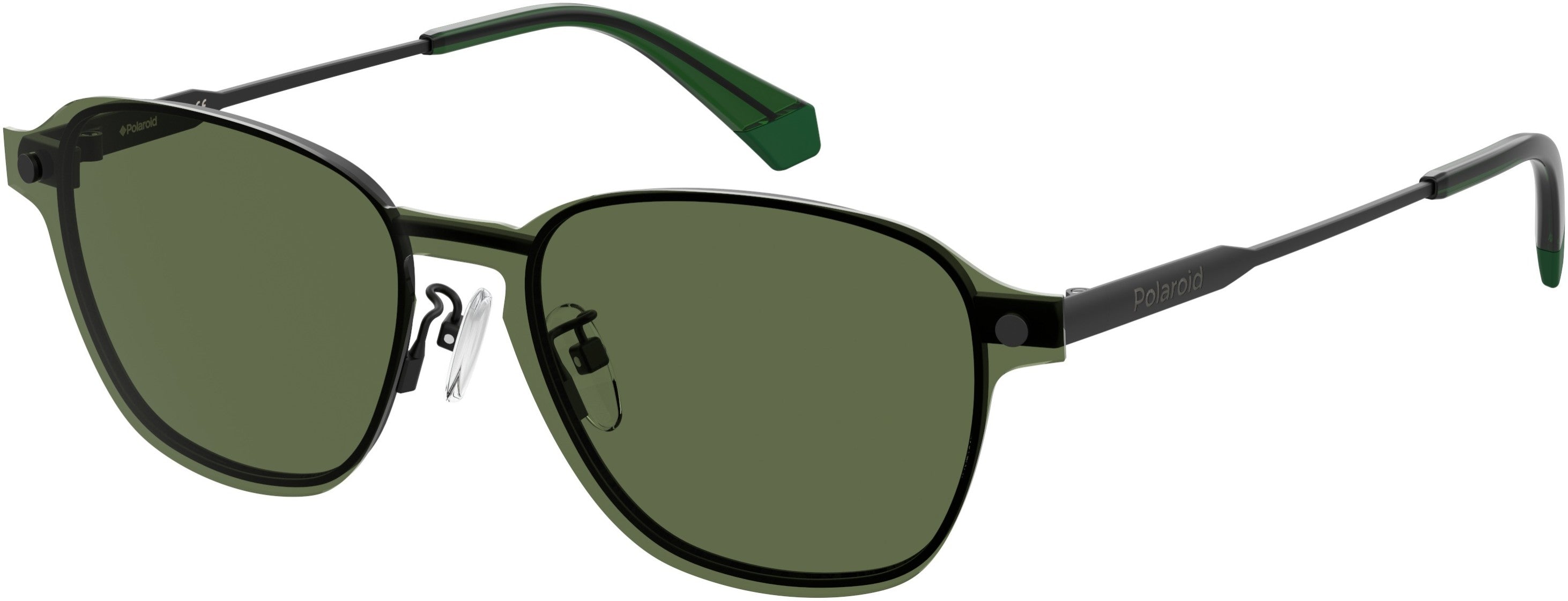 Polaroid Core Polaroid 6119/G/cs Square Sunglasses 07ZJ-07ZJ  Black Green (UC Green Polarized)