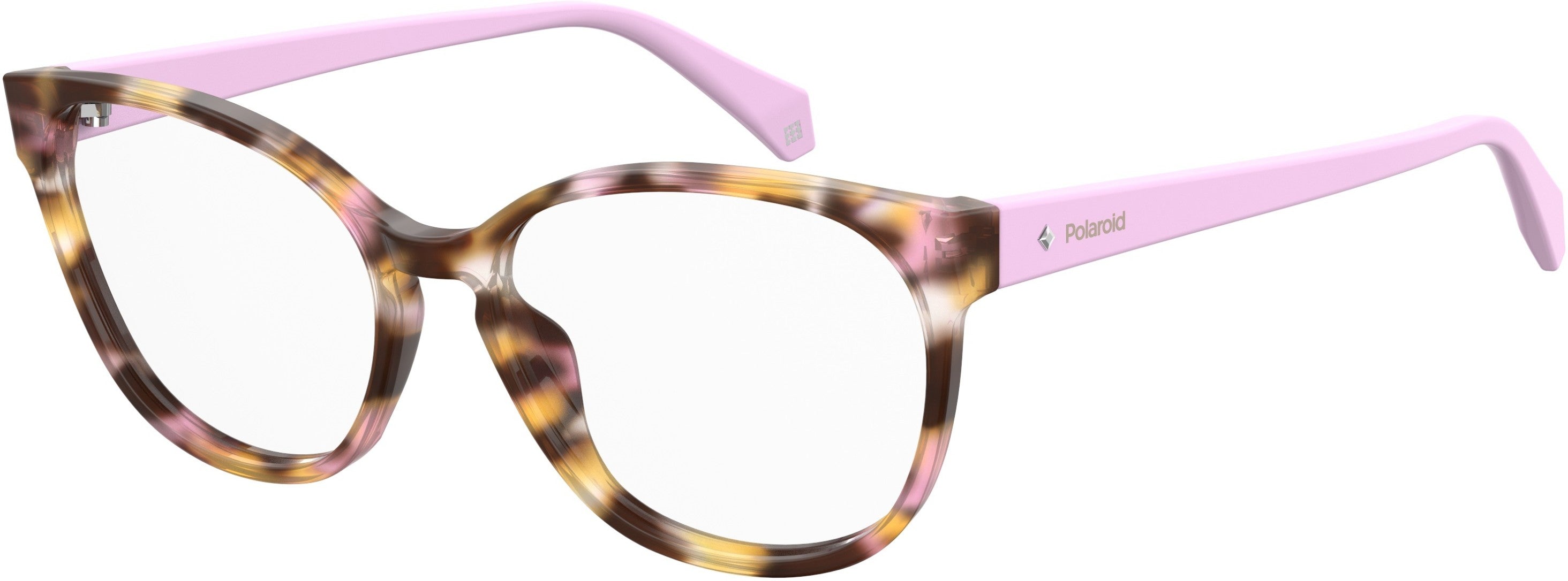 Polaroid Core Polaroid D 371 Oval Modified Eyeglasses 0HT8-0HT8  Pink Havana (00 Demo Lens)