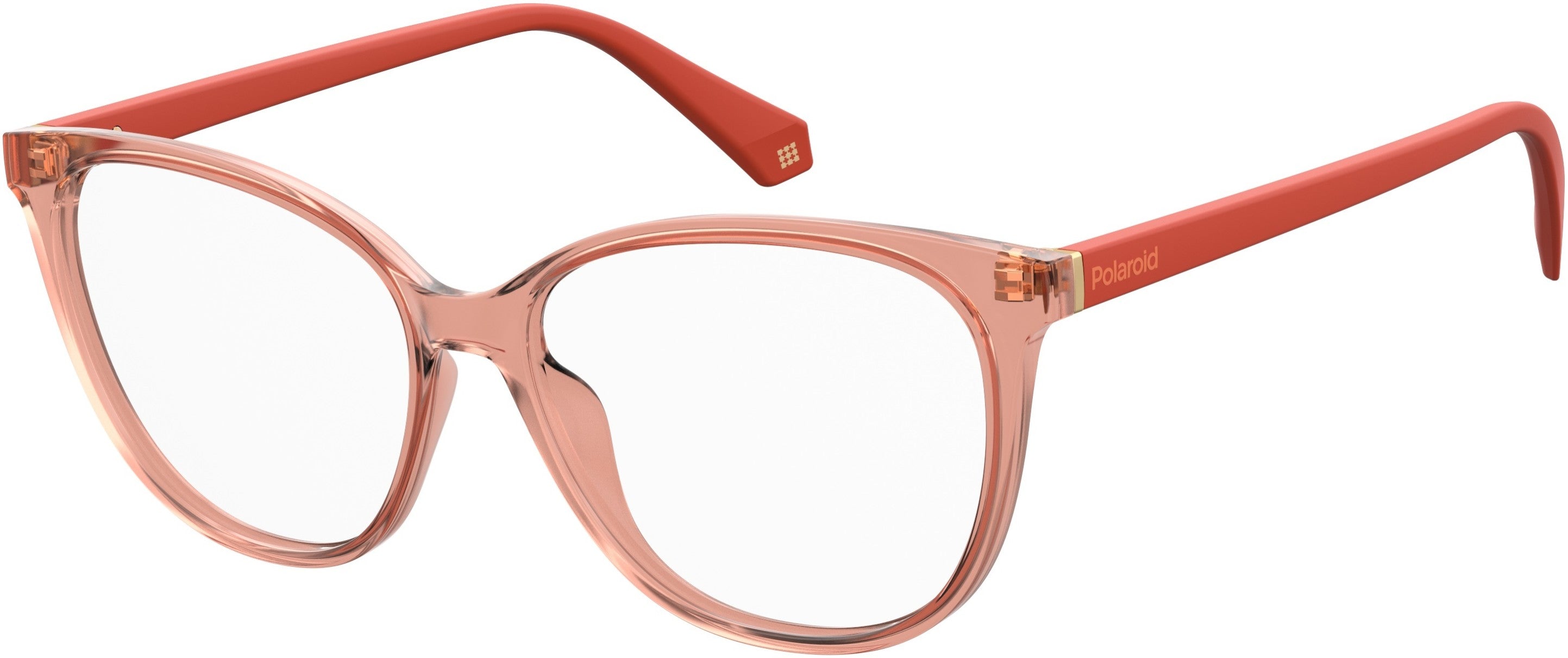 Polaroid Core Polaroid D 372 Oval Modified Eyeglasses 0733-0733  Peach (00 Demo Lens)
