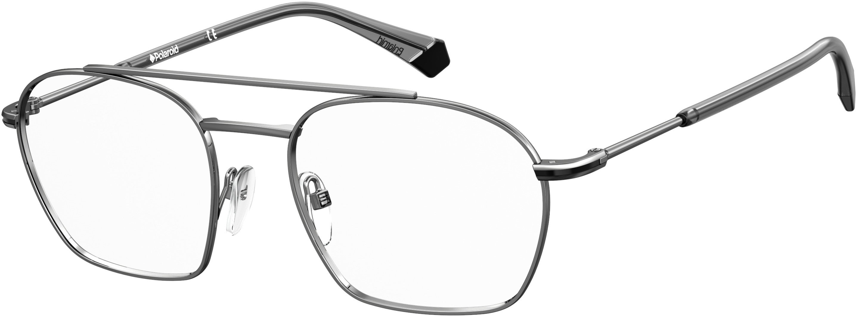 Polaroid Core Polaroid D 385 Rectangular Eyeglasses 0KJ1-0KJ1  Dark Ruthenium (00 Demo Lens)