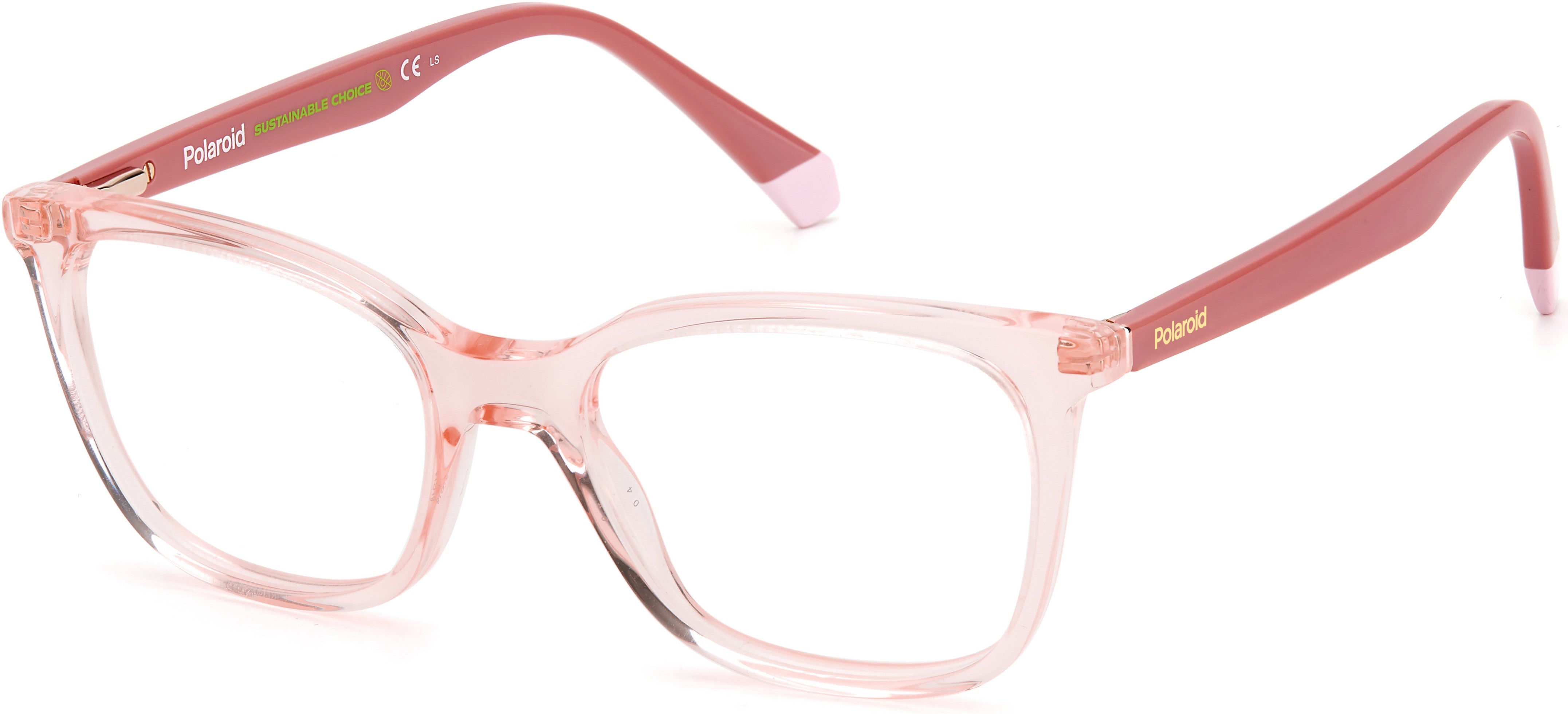 Polaroid Core Polaroid D 423 Rectangular Eyeglasses 035J-035J  Pink (00 Demo Lens)