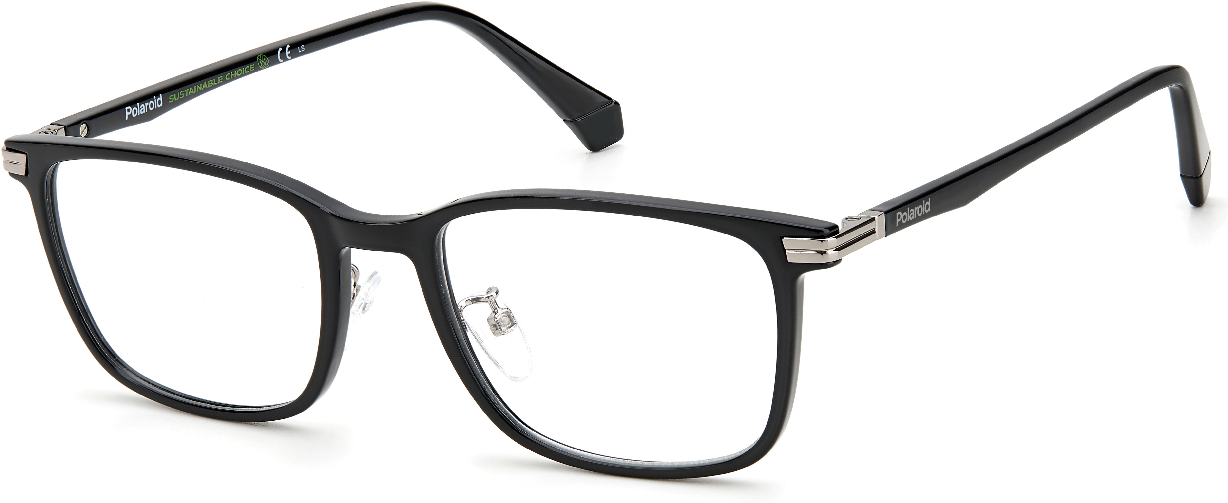 Polaroid Core Polaroid D 426/G Rectangular Eyeglasses 0807-0807  Black (00 Demo Lens)